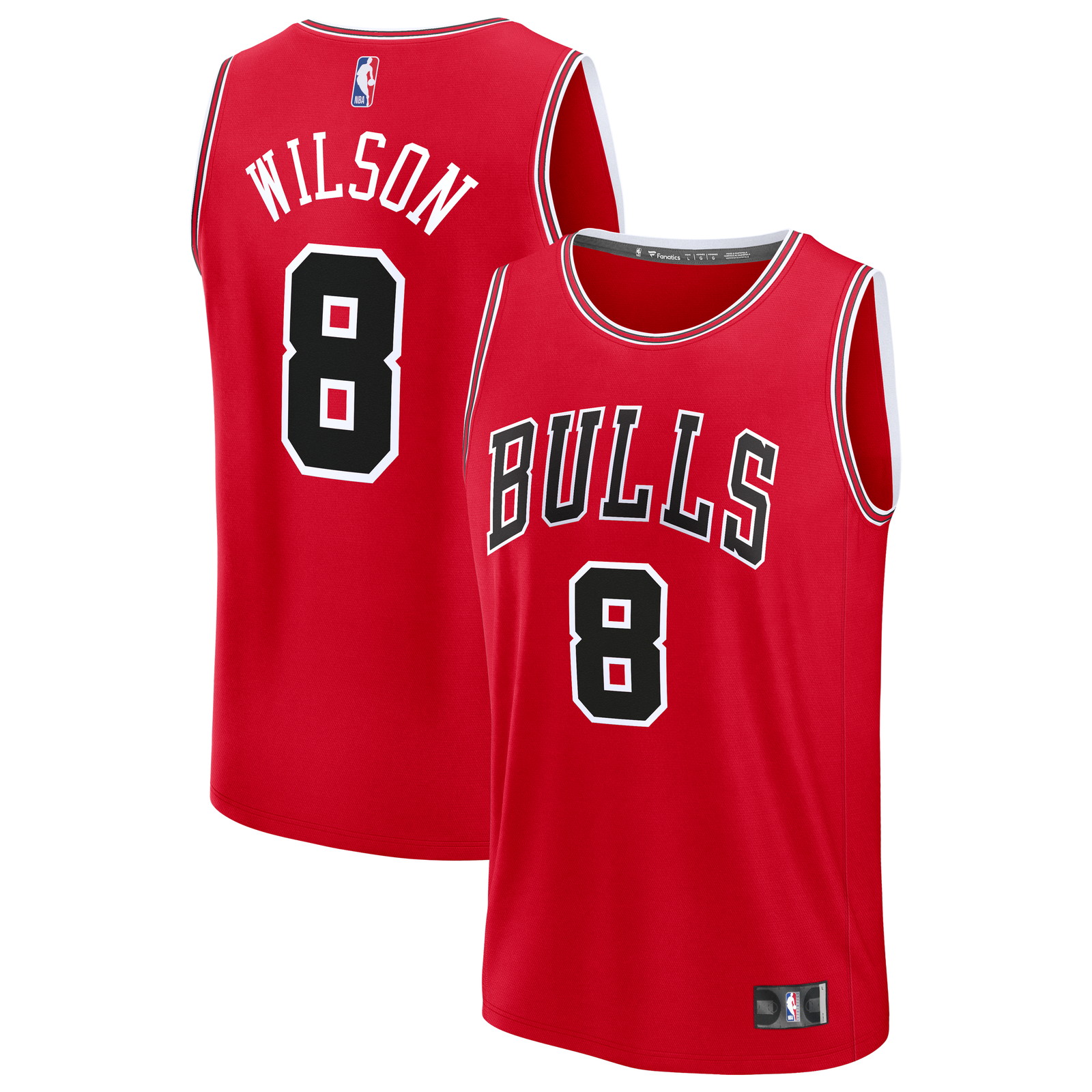 Caleb Wilson Chicago Bulls 2026 NBA Draft First Round Pick Fast Break Jersey - front and back view