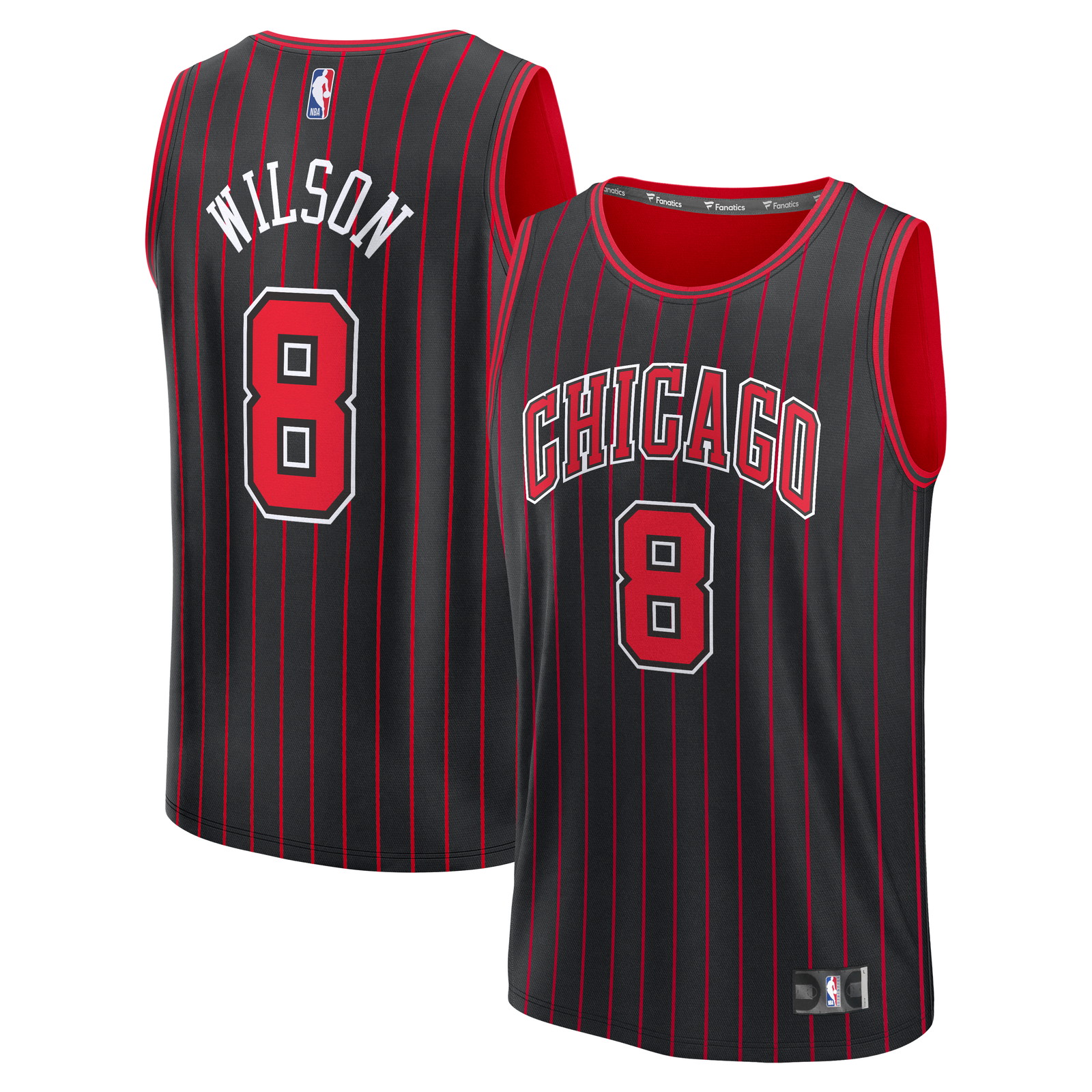 Caleb Wilson Chicago Bulls Youth Fast Break Fan Version Jersey Black - front and back view