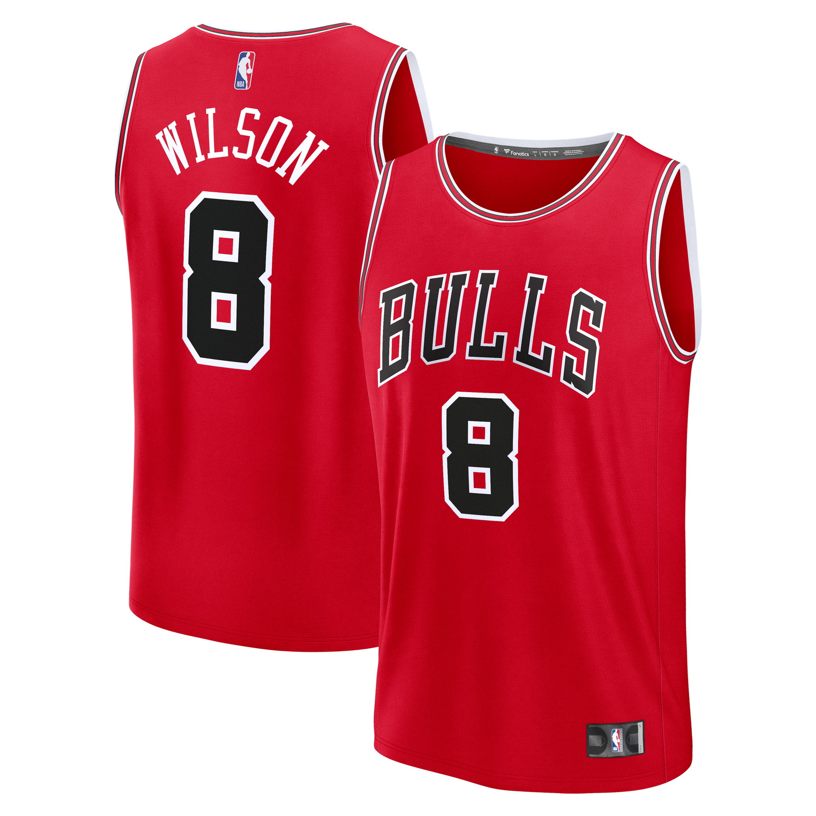 Caleb Wilson Chicago Bulls Youth Fast Break Fan Version Jersey Red Icon - front and back view