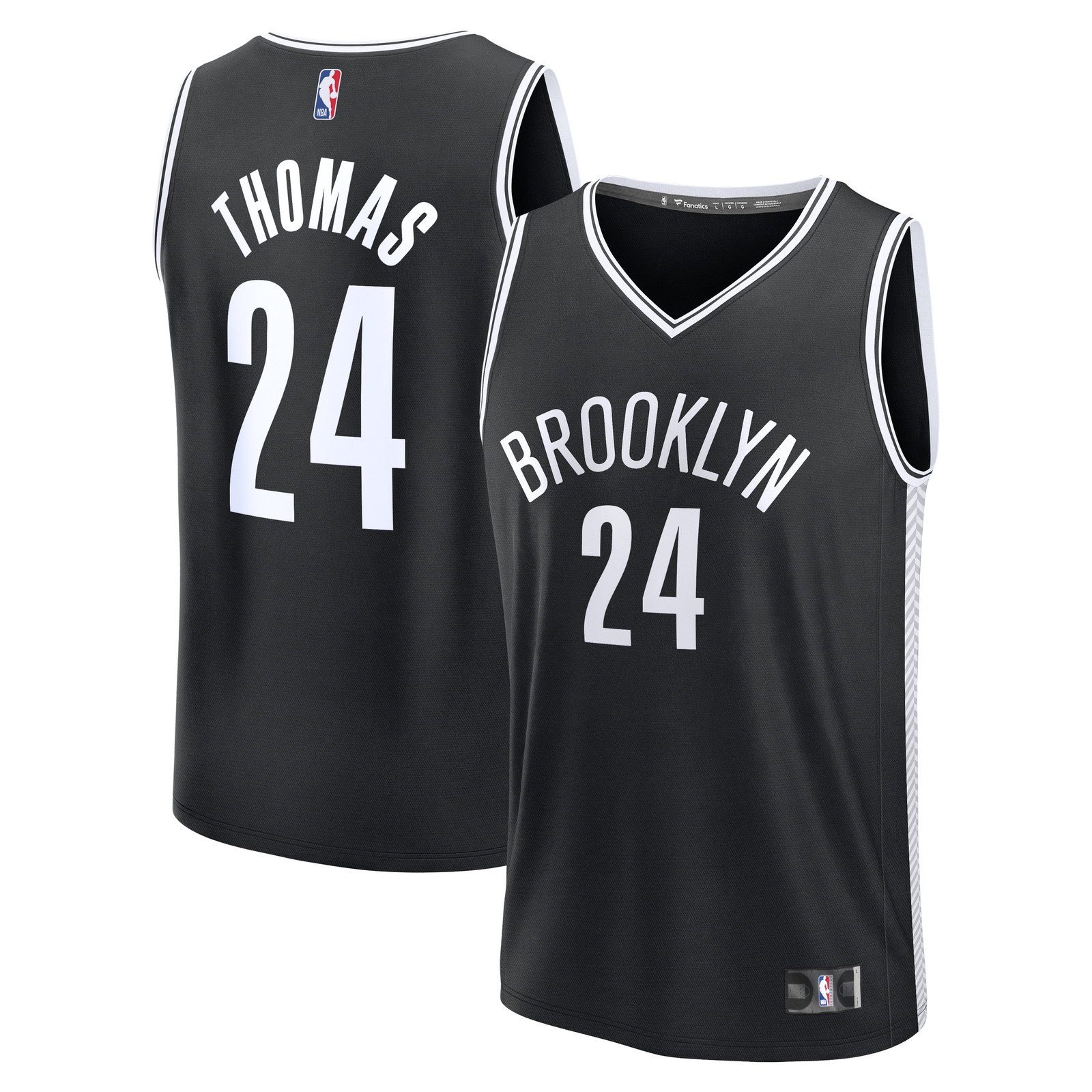Cam Thomas Brooklyn Nets Fast Break Fan Version Jersey Black Icon Edition - front and back view