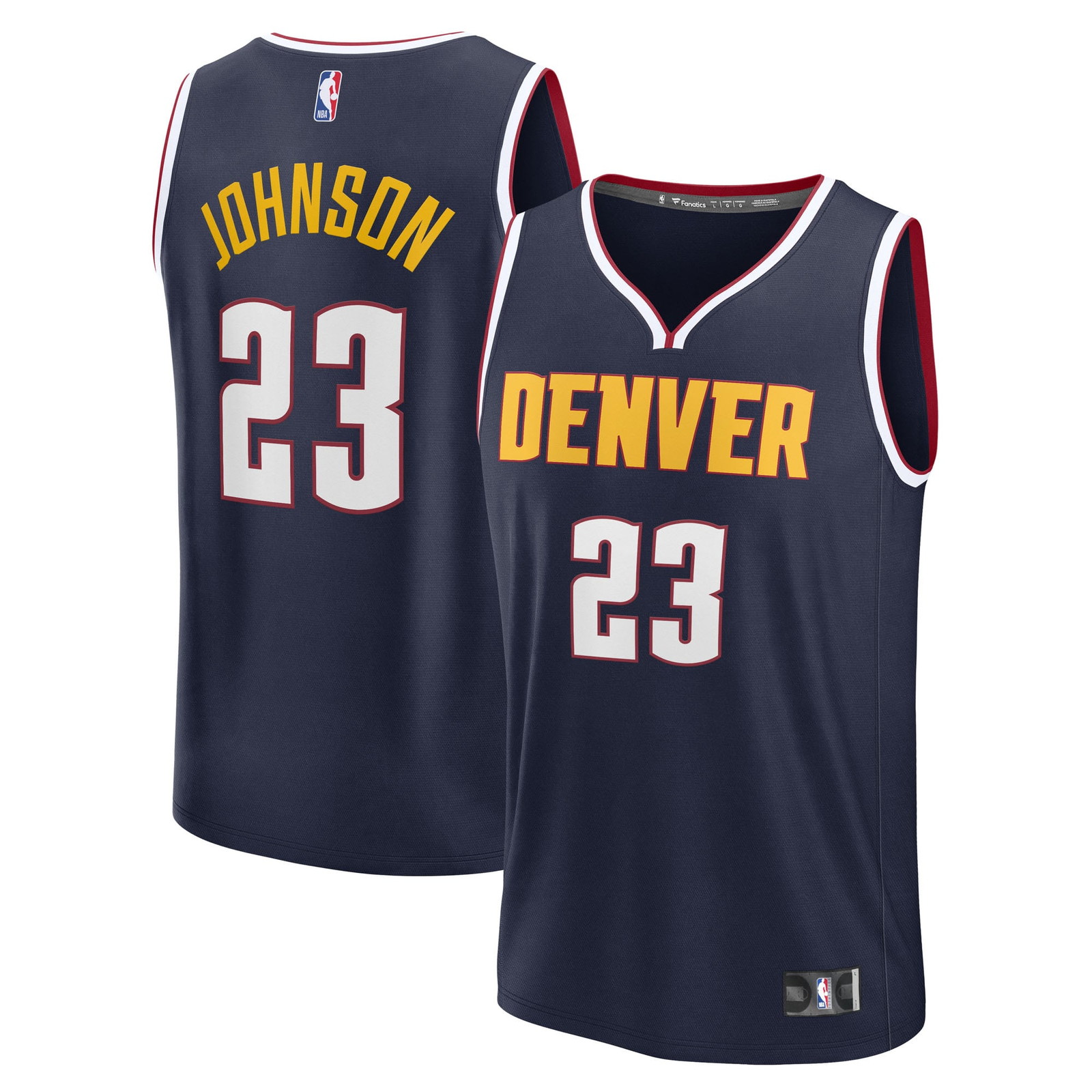 Cameron Johnson Denver Nuggets Fast Break Fan Version Jersey Navy Icon Edition - front and back view