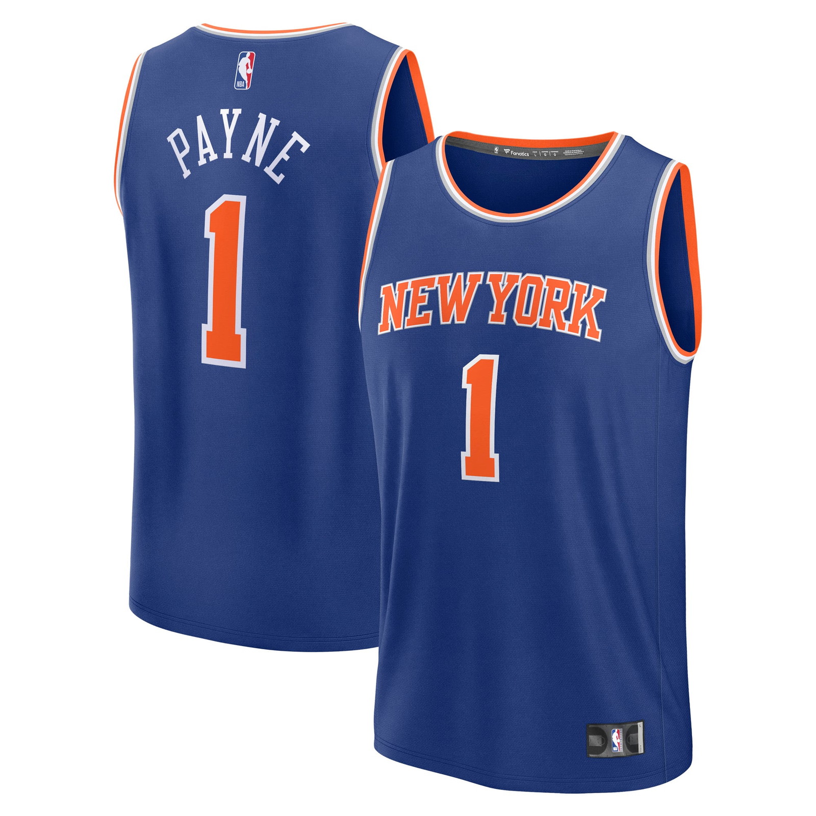 Cameron Payne New York Knicks Fast Break Fan Version Player Jersey Icon - front and back view
