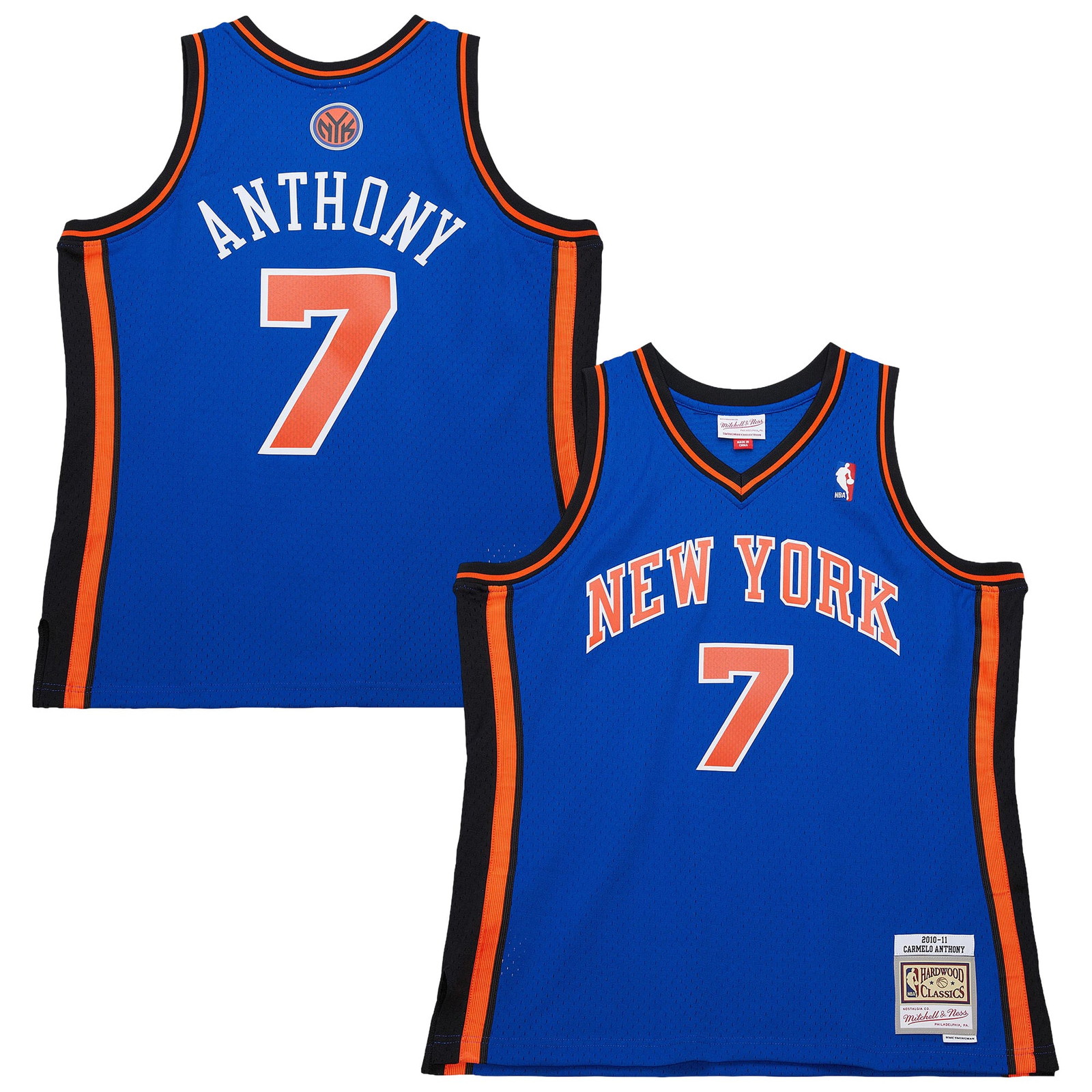 Carmelo Anthony New York Knicks Big & Tall 2010/11 Swingman Jersey Blue - front and back view