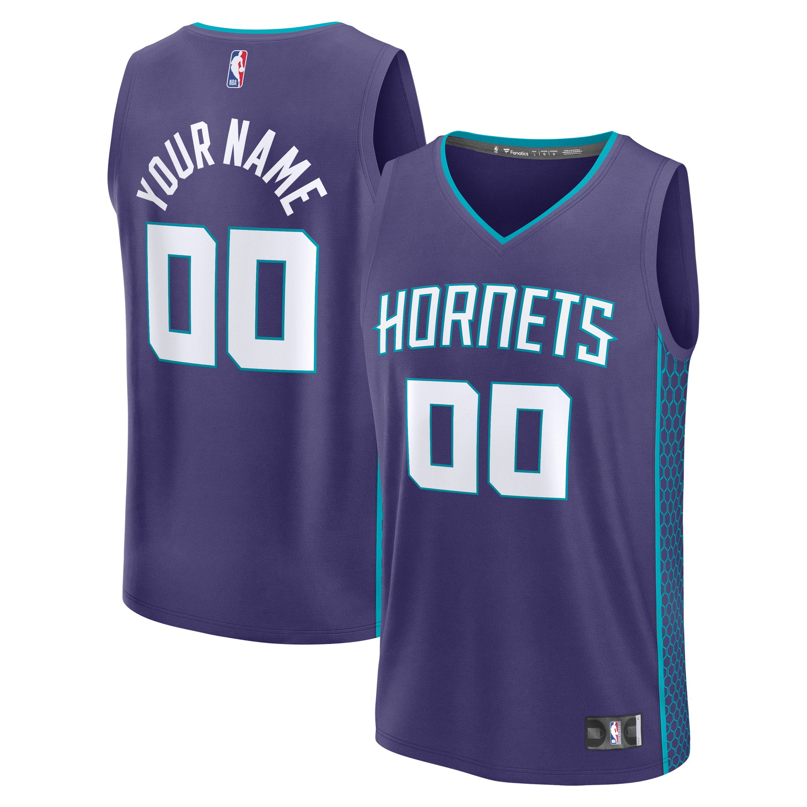 Charlotte Hornets Fast Break Custom Jersey Icon Edition Purple - front and back view (2)