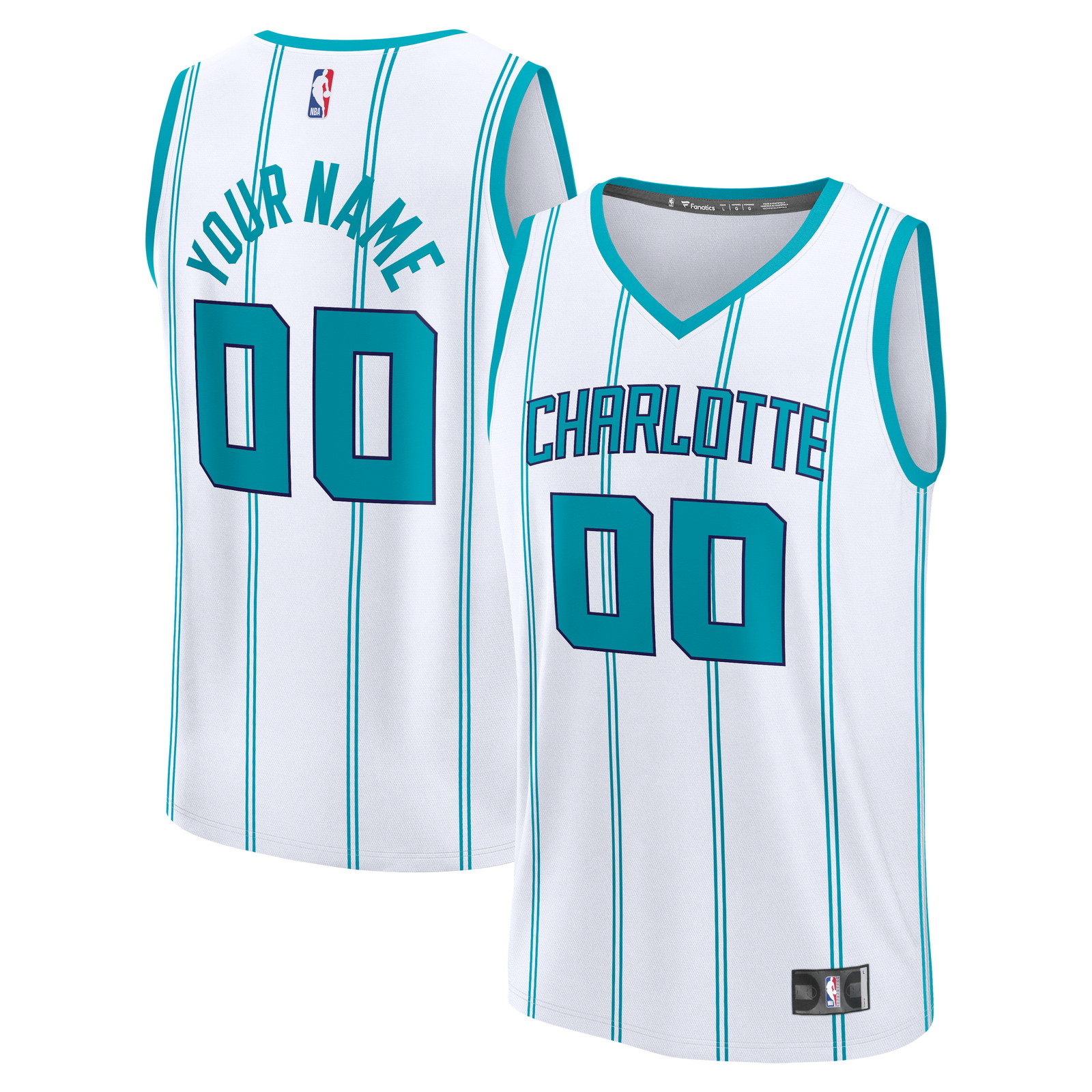Charlotte Hornets Fast Break Custom Jersey Icon Edition White - front and back view (2)