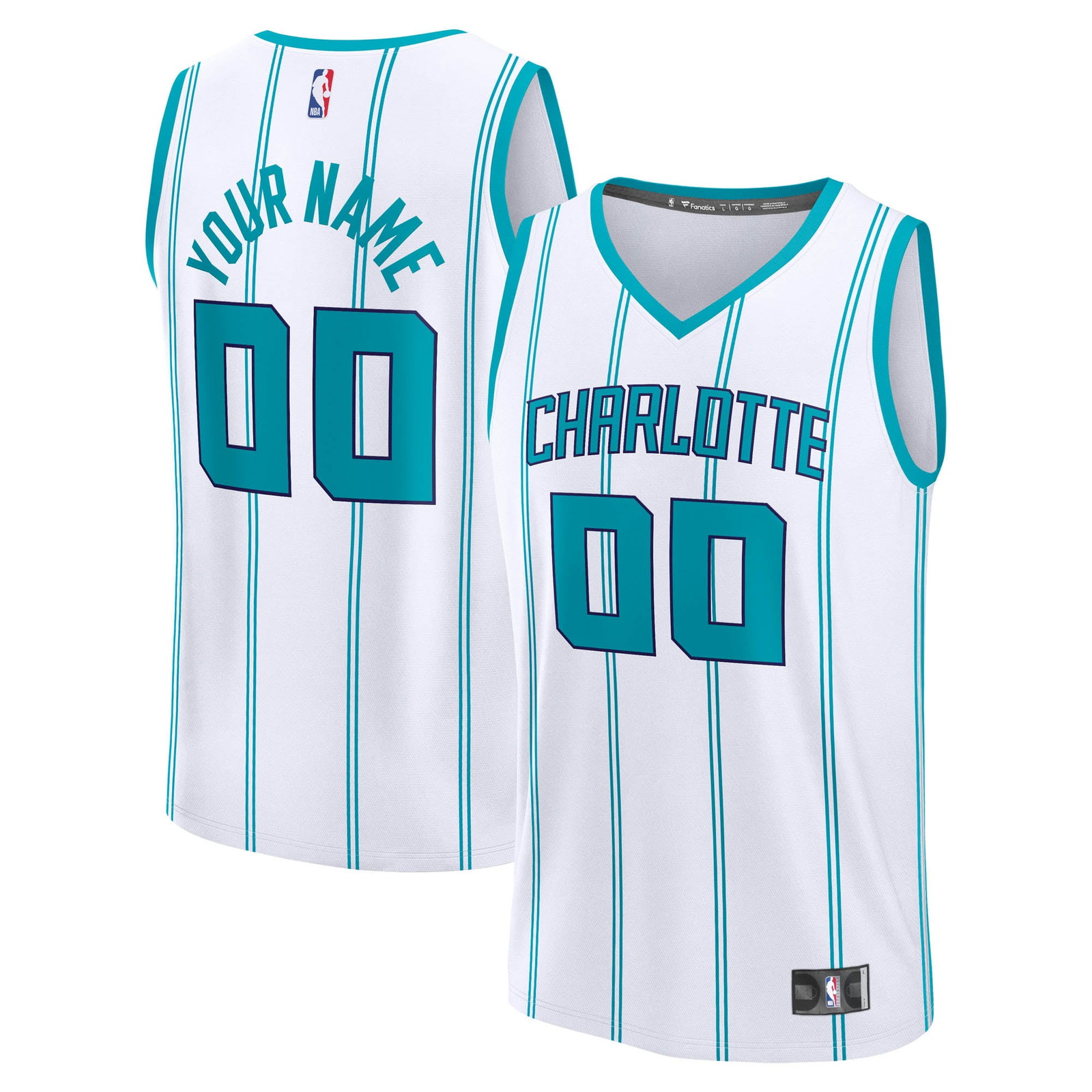 Charlotte Hornets Fast Break Custom Jersey Icon Edition White - front and back view