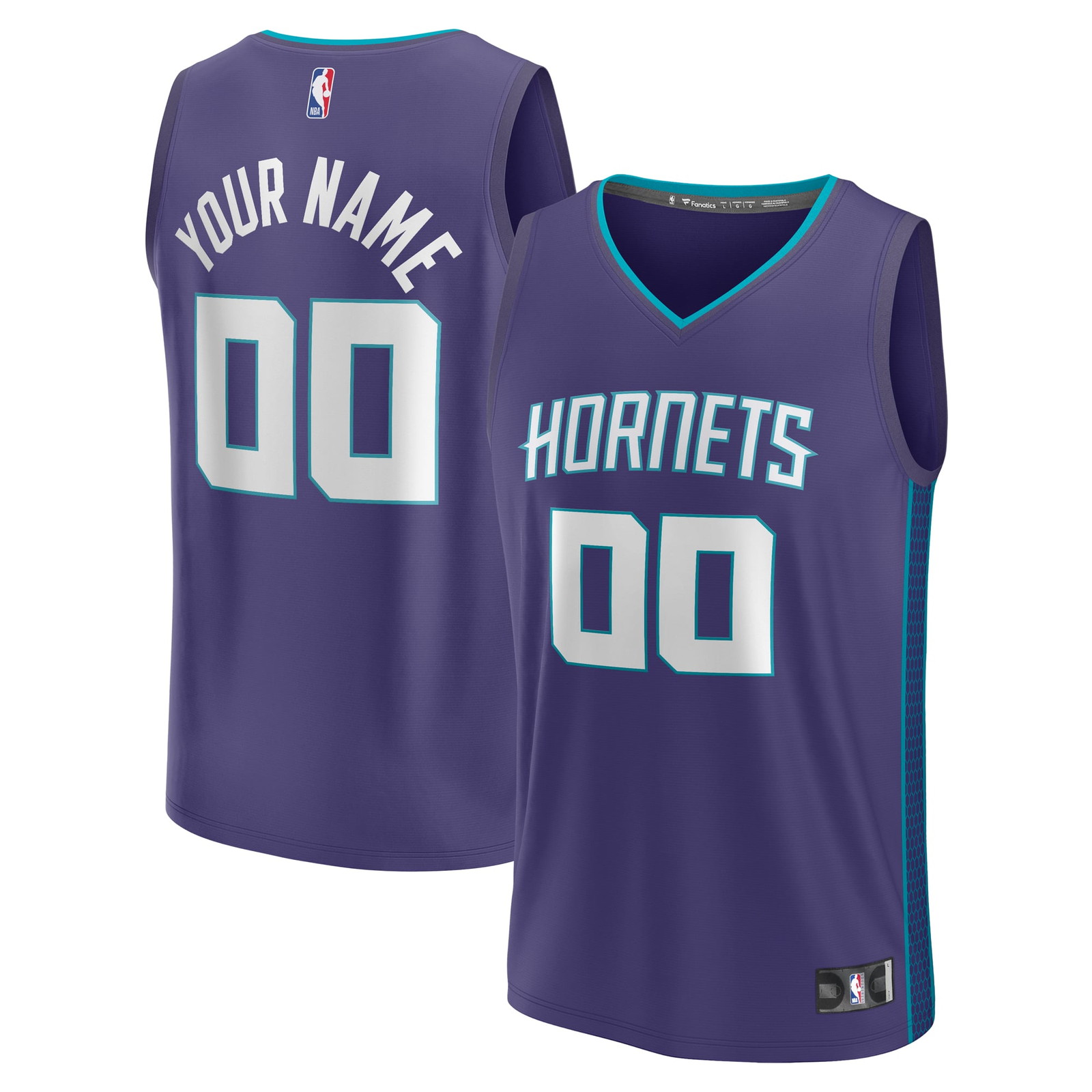 Charlotte Hornets Fast Break Custom Jersey Purple Statement Edition - front and back view