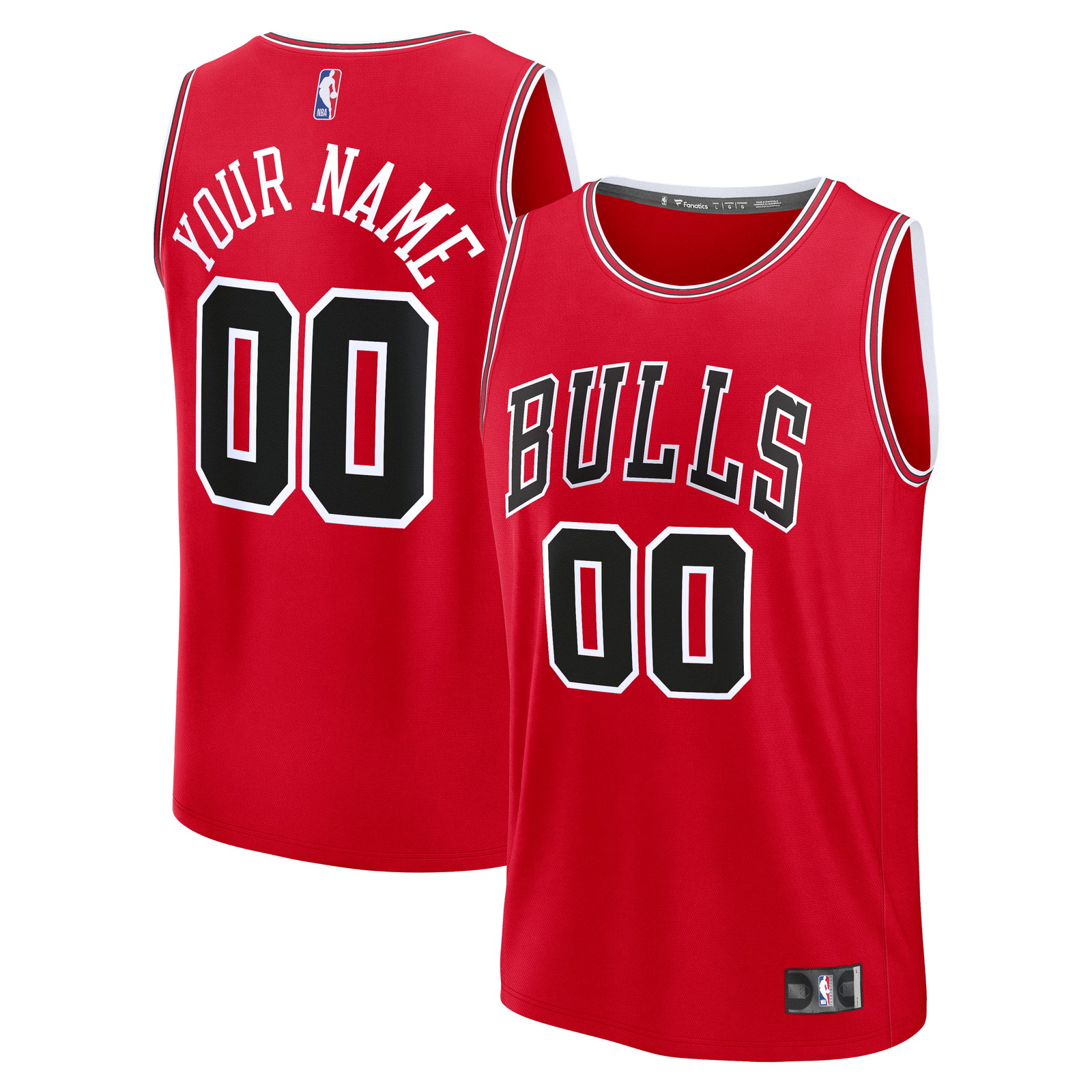 Chicago Bulls Fast Break Custom Jersey Icon Edition Red - front and back view (2)