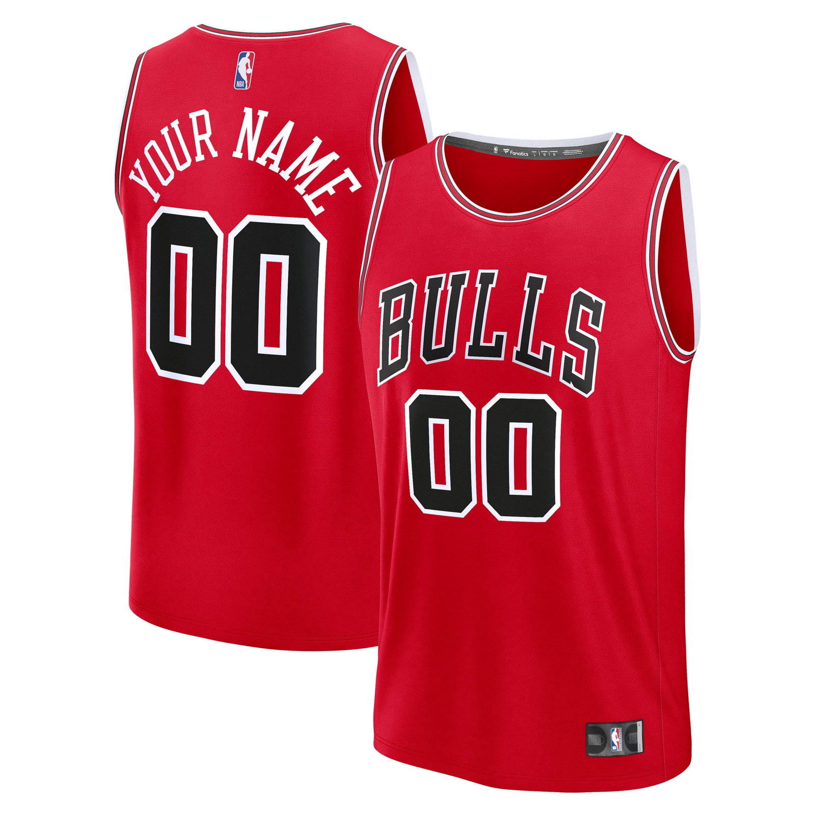Chicago Bulls Fast Break Custom Jersey Icon Edition Red - front and back view