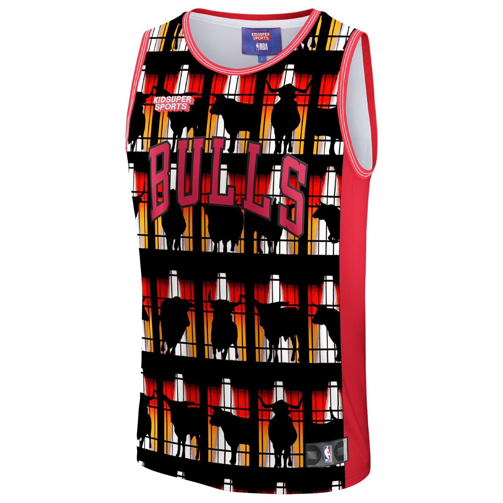 Chicago Bulls NBA & KidSuper Studios by Unisex Hometown Jersey Red - front view