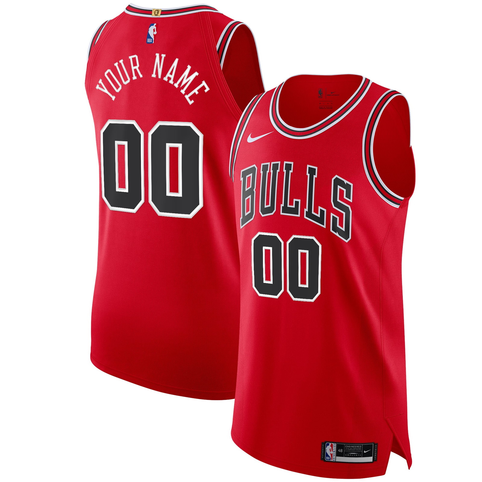 Chicago Bulls Pro Cut Custom Jersey Red Icon Edition - front and back view