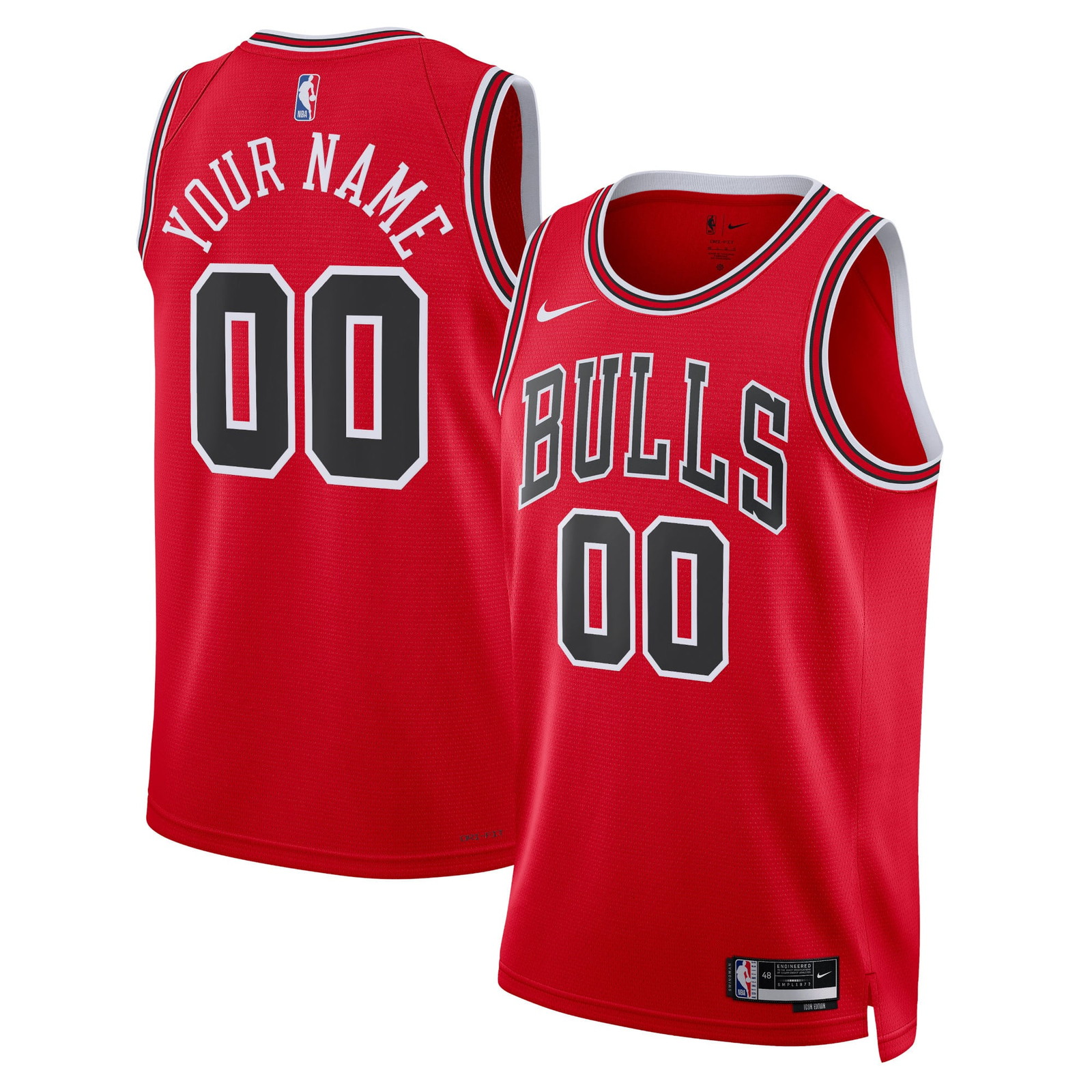 Chicago Bulls Unisex Swingman Custom Jersey Red Icon Edition - front and back view