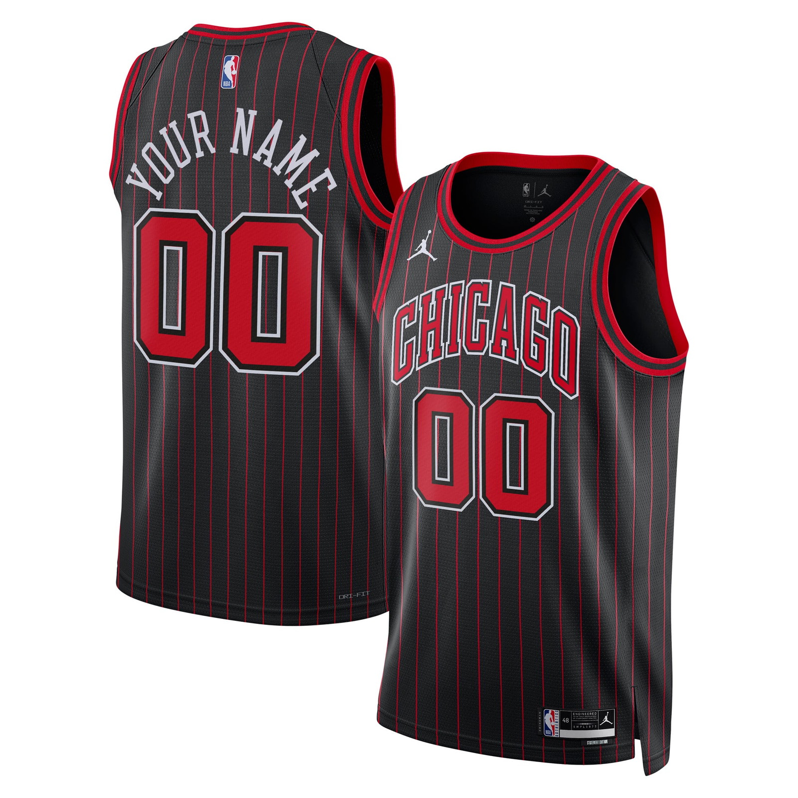 Chicago Bulls Unisex Swingman Custom Jersey Statement Edition Black - front and back view