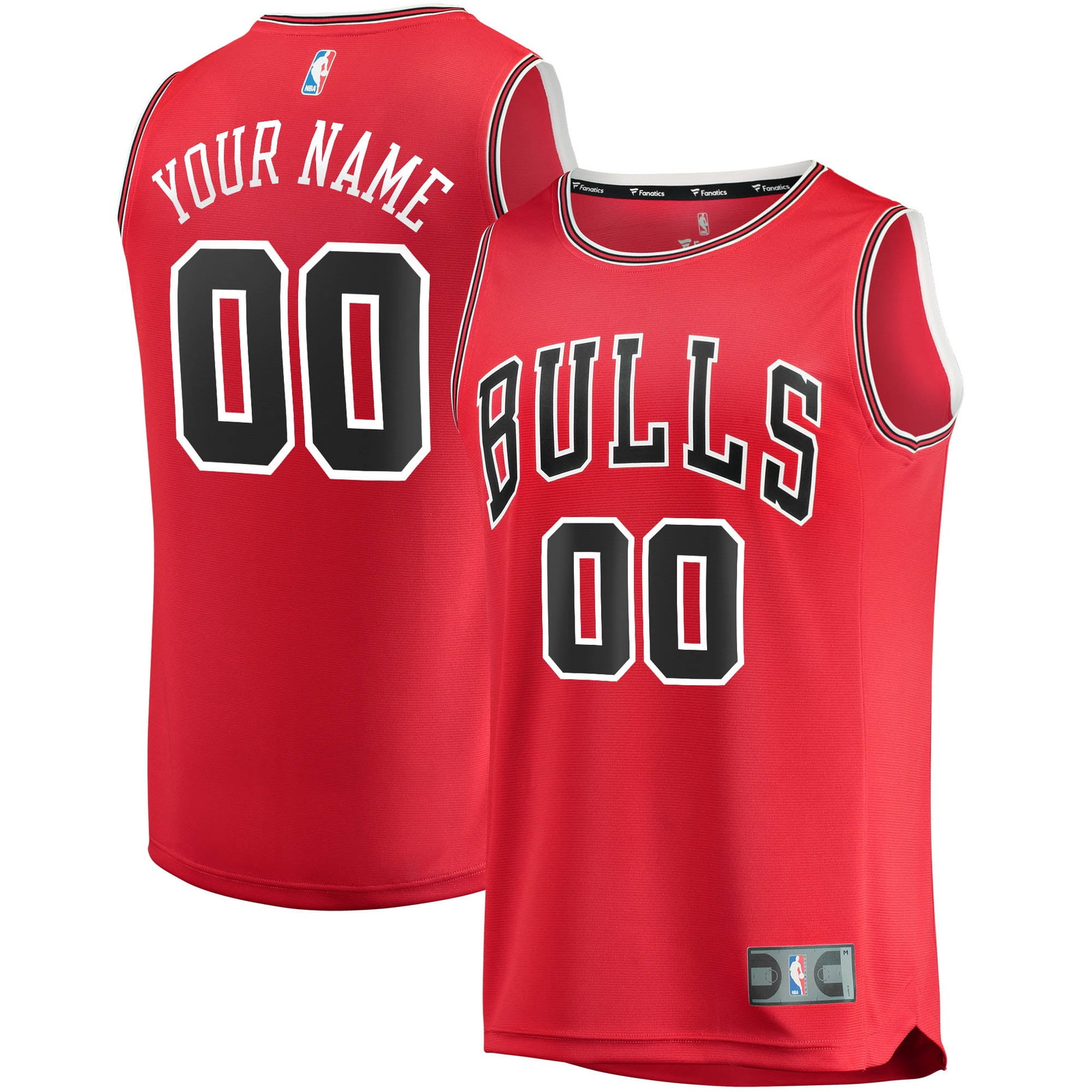 Chicago Bulls Youth Fast Break Custom Fan Version Jersey Red Icon Edition - front and back view