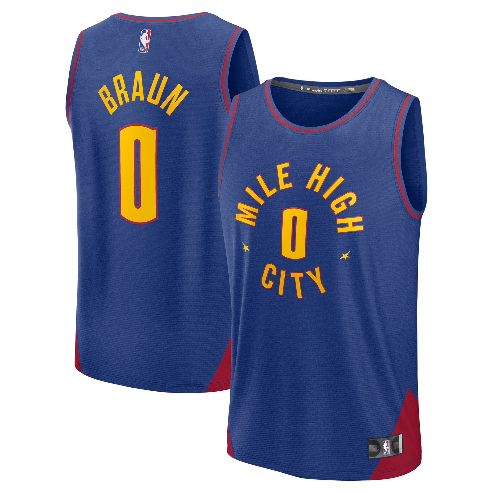 Christian Braun Denver Nuggets Fast Break Fan Version Player Jersey Statement - front and back view