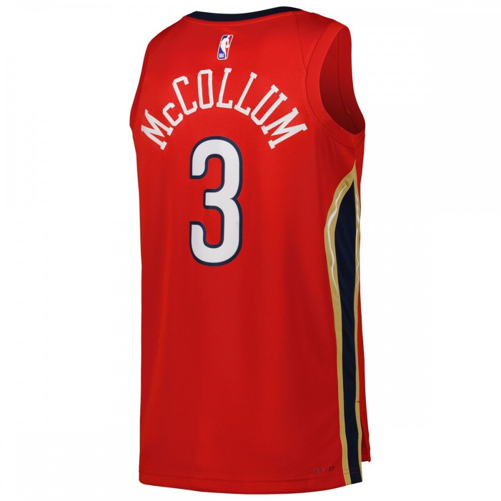 CJ McCollum New Orleans Pelicans 2022/23 Statement Edition Swingman Jersey Red - back view