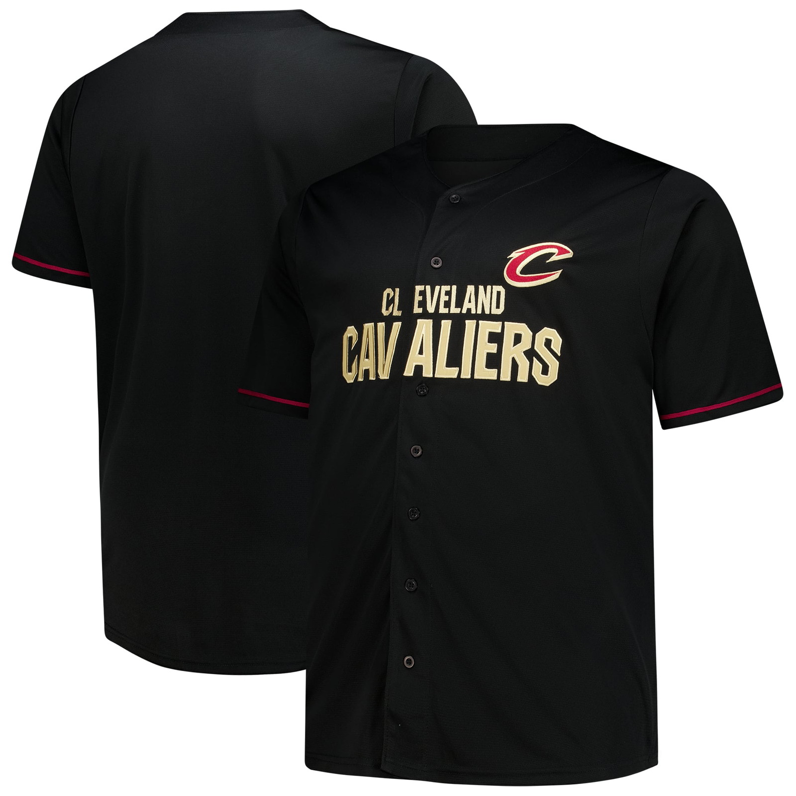 Cleveland Cavaliers Big & Tall Pop Full-Button Jersey Black - front and back view