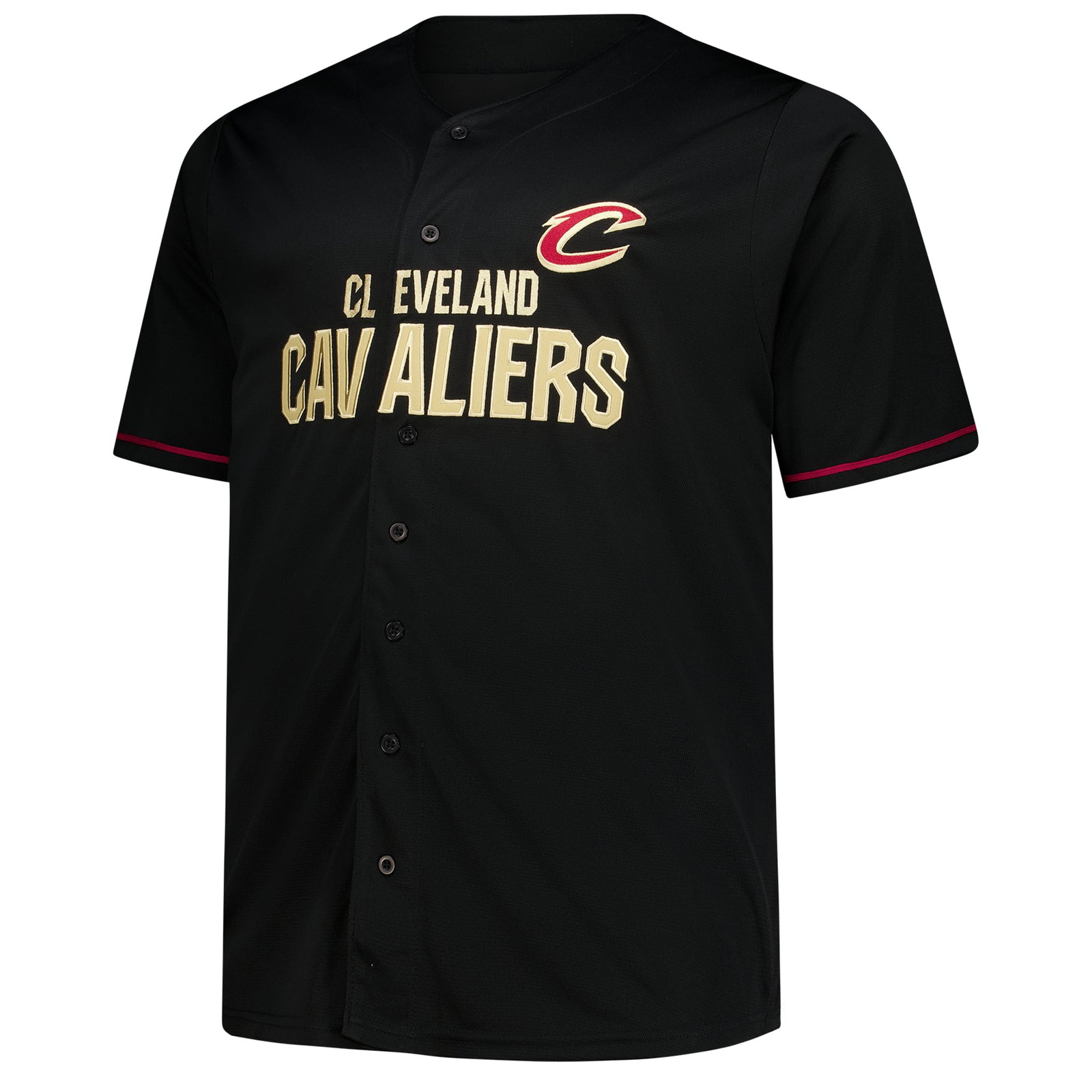 Cleveland Cavaliers Big & Tall Pop Full-Button Jersey Black - front view