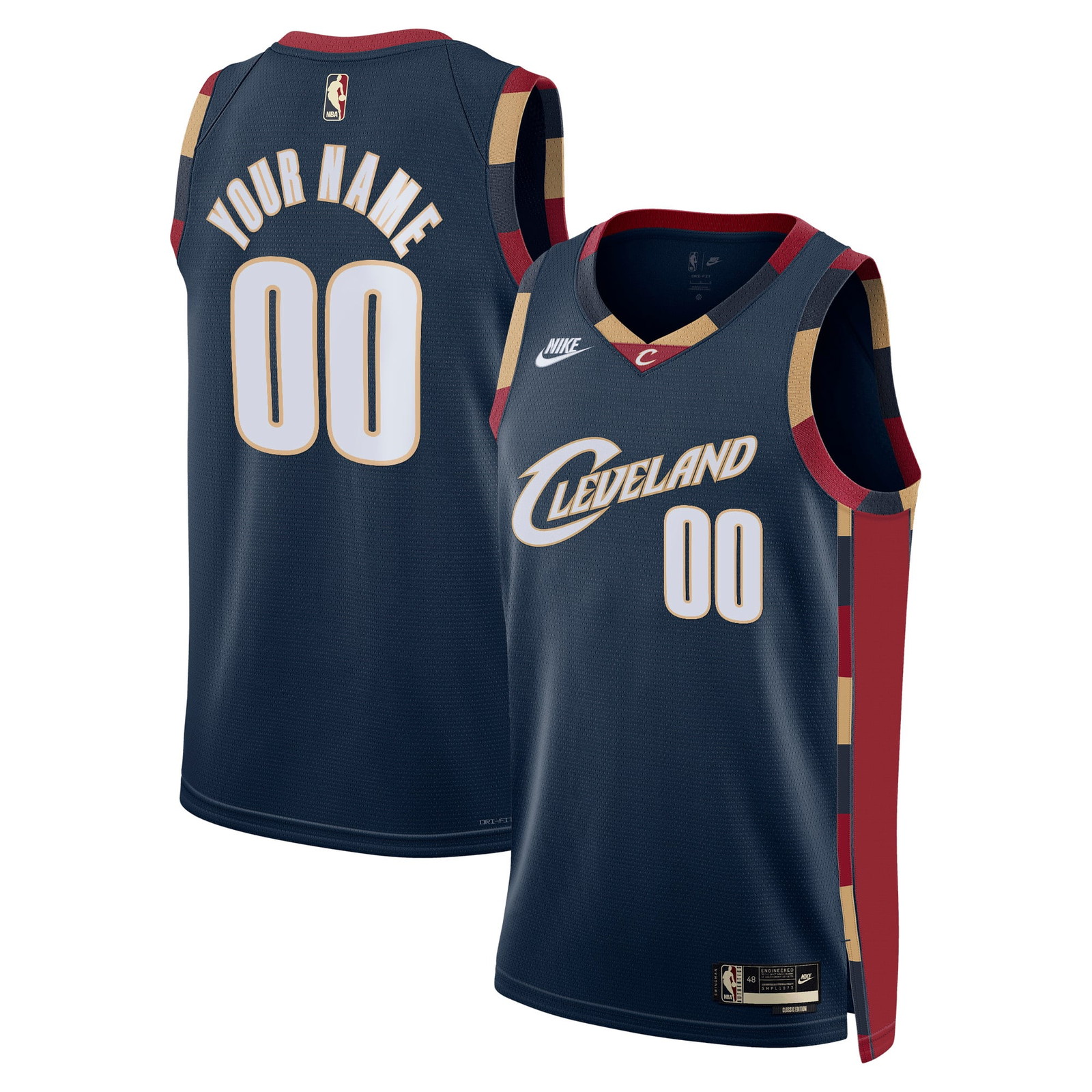 Cleveland Cavaliers Unisex Swingman Custom Jersey Classic Edition Navy - front and back view