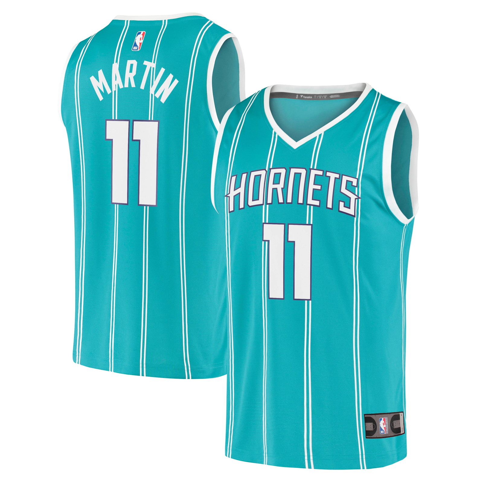 Cody Martin Charlotte Hornets Fast Break Fan Version Jersey Icon Edition Teal - front and back view