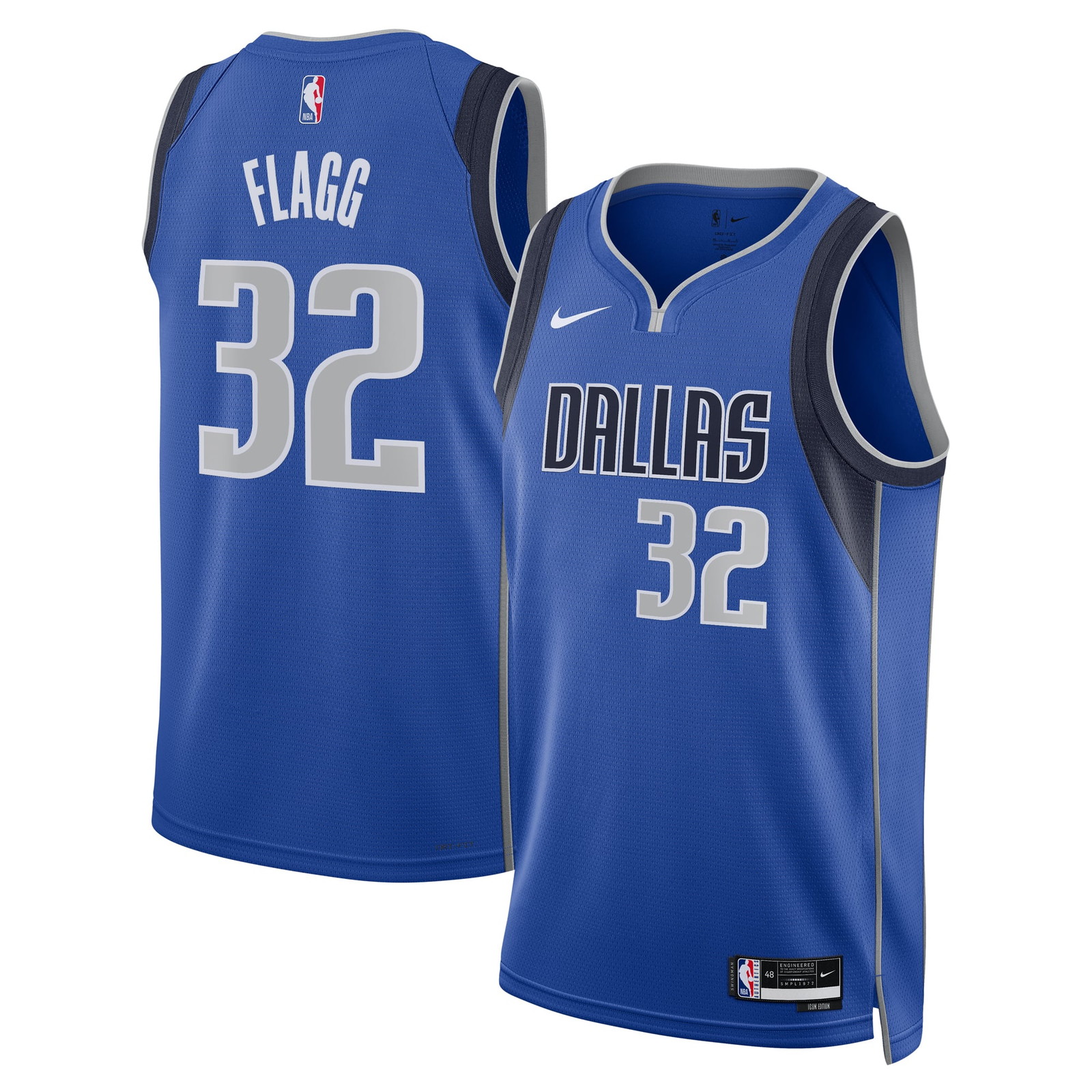 Cooper Flagg Dallas Mavericks Unisex 2025 NBA Draft First Round Pick Swingman - front and back view