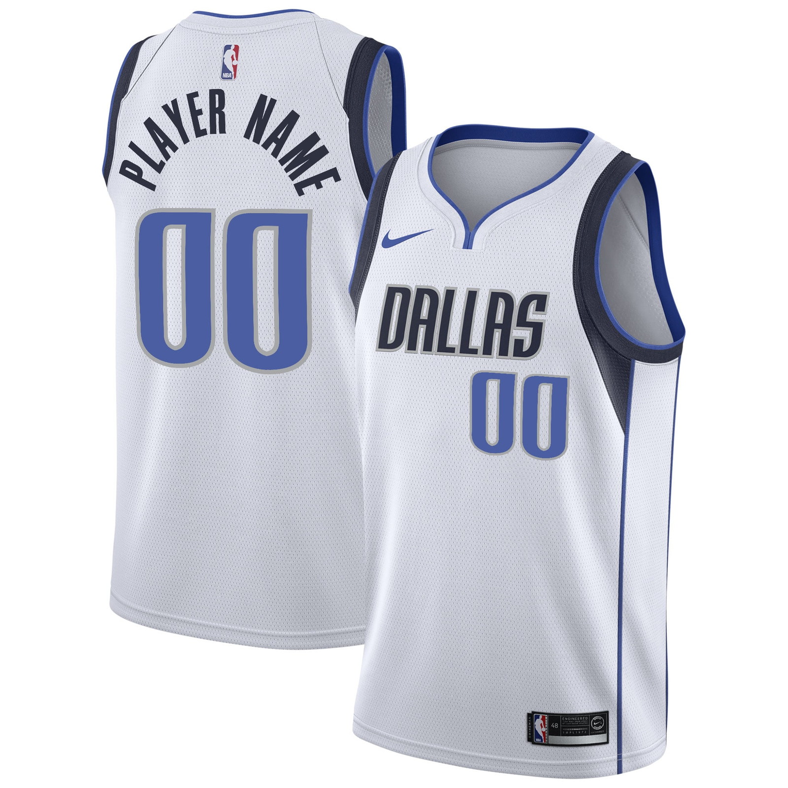 Dallas Mavericks 2020/21 Swingman Custom Jersey Association Edition White - front and back view