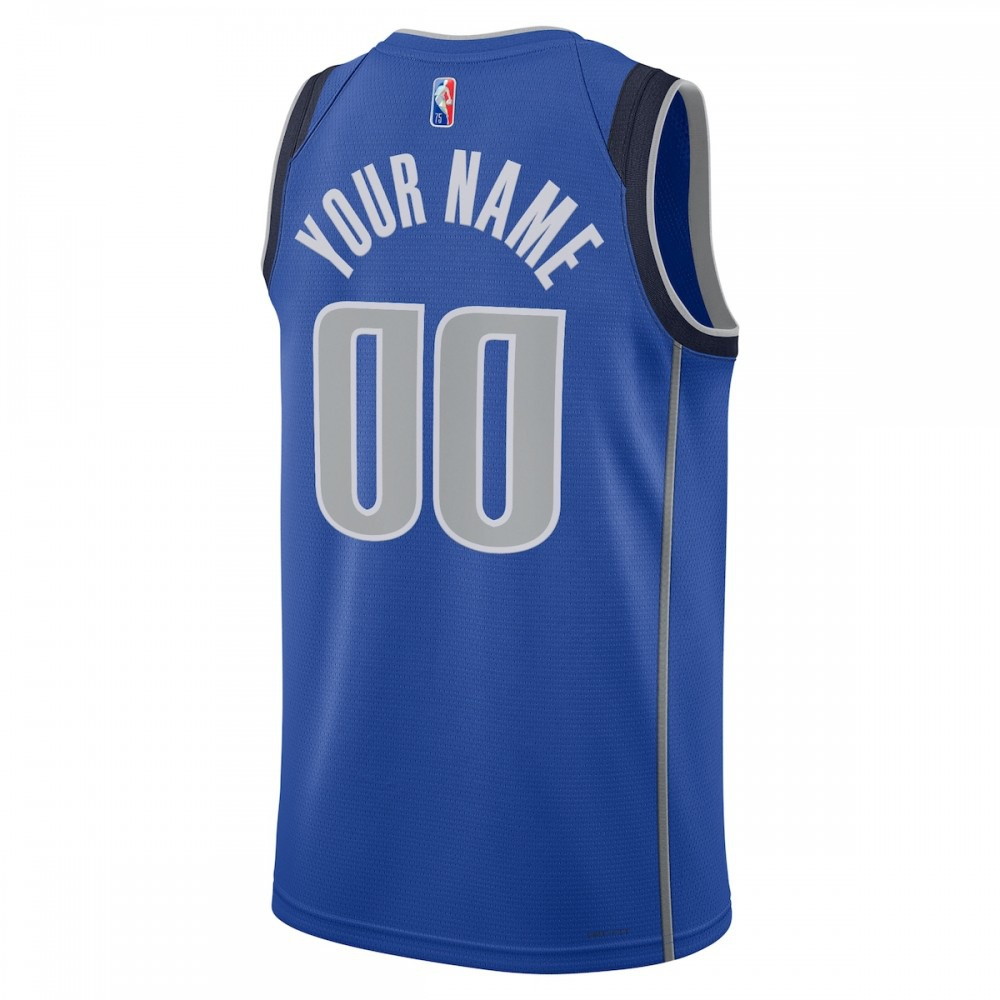 Dallas Mavericks 2021/22 Diamond Swingman Custom Jersey Icon Edition Blue - back view