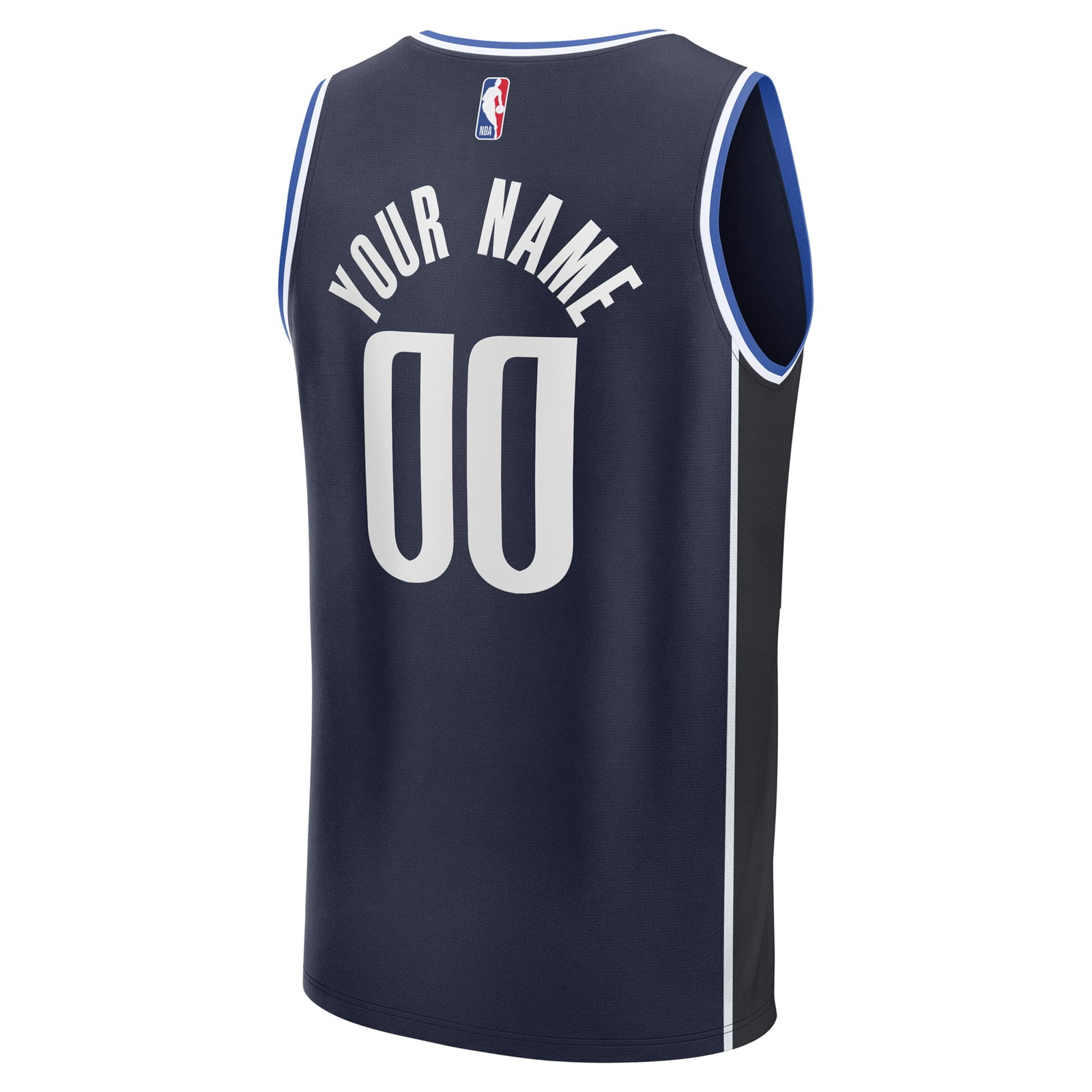 Dallas Mavericks Fast Break Custom Jersey Statement Edition Navy - back view