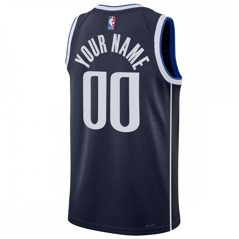 Dallas Mavericks Unisex 2022/23 Swingman Custom Jersey Statement Edition Navy - back view