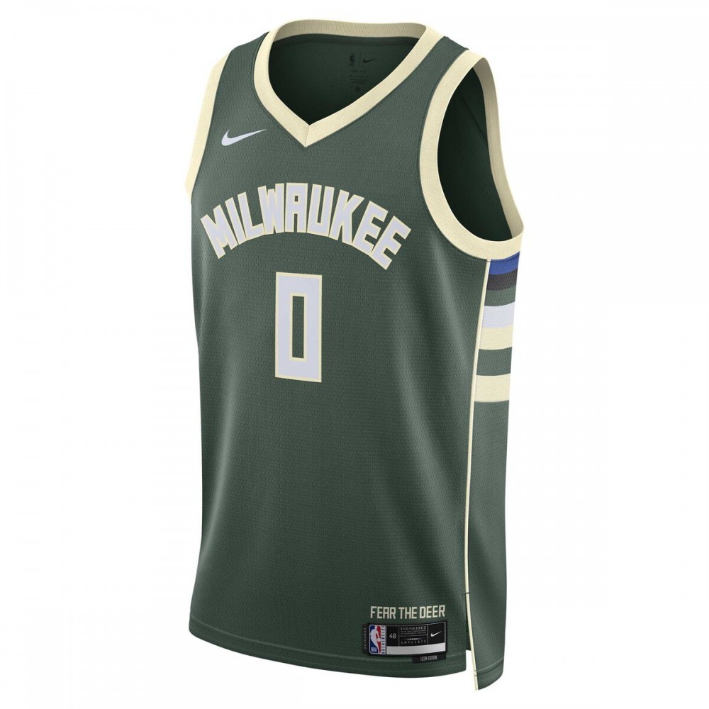 Damian Lillard Milwaukee Bucks Unisex Swingman Jersey Icon Edition Hunter Green - second front view