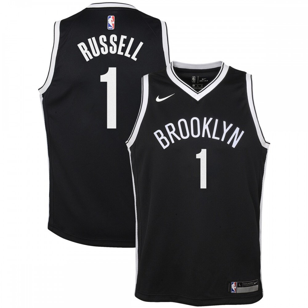 D'Angelo Russell Brooklyn Nets Youth Swingman Jersey Black Icon Edition - front view