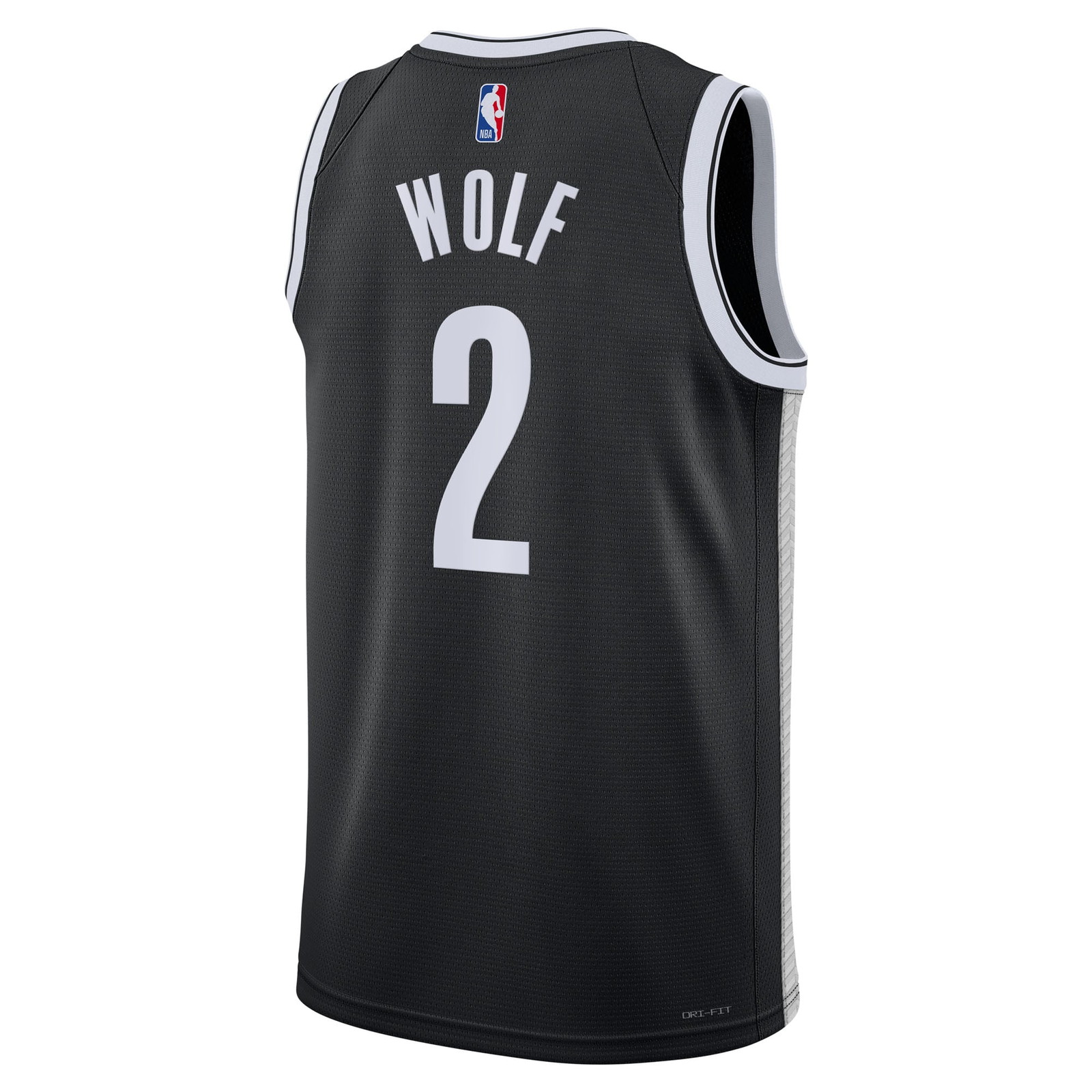 Daniel Wolf Brooklyn Nets Unisex Swingman Badge Jersey Black Icon Edition - back view