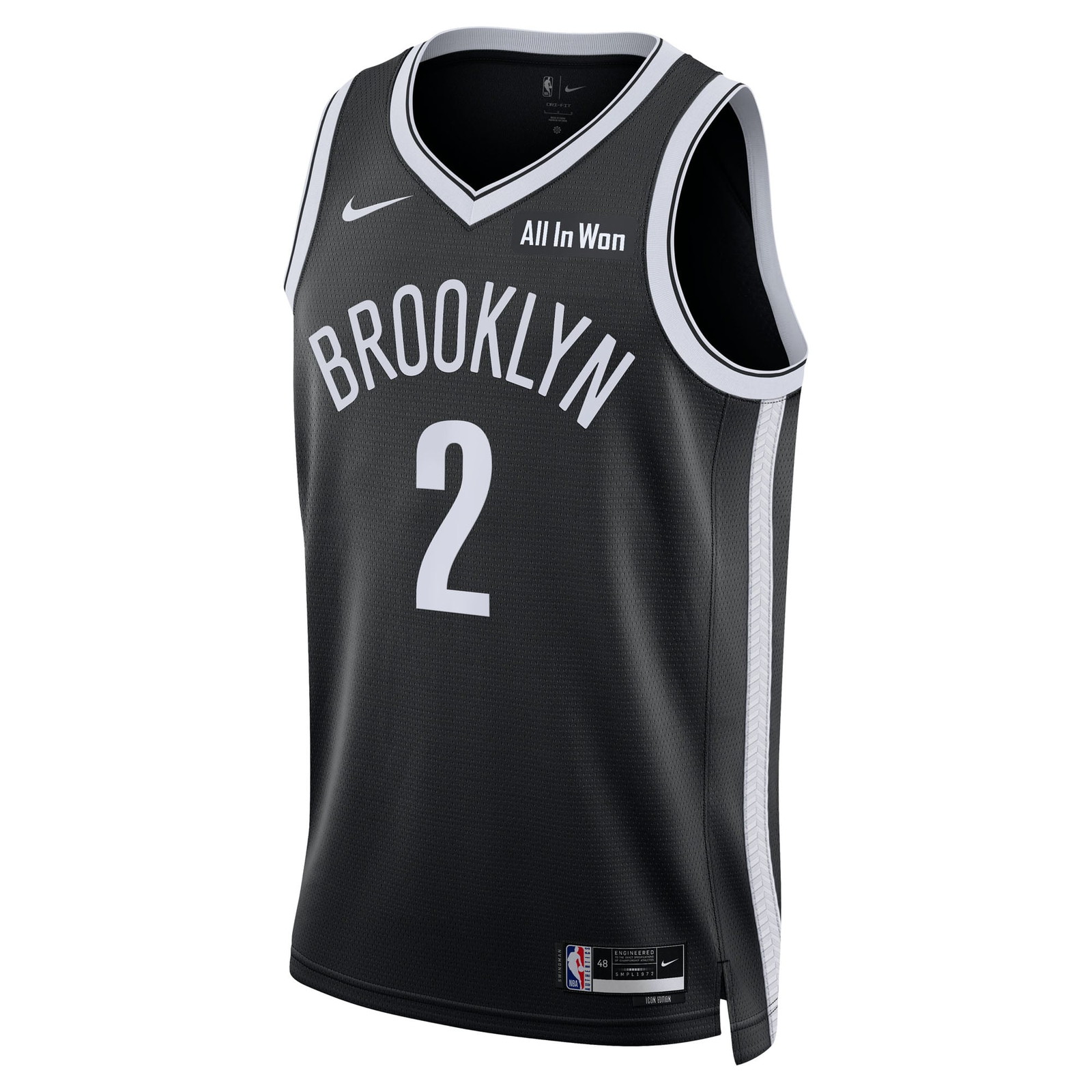 Daniel Wolf Brooklyn Nets Unisex Swingman Badge Jersey Black Icon Edition - front view