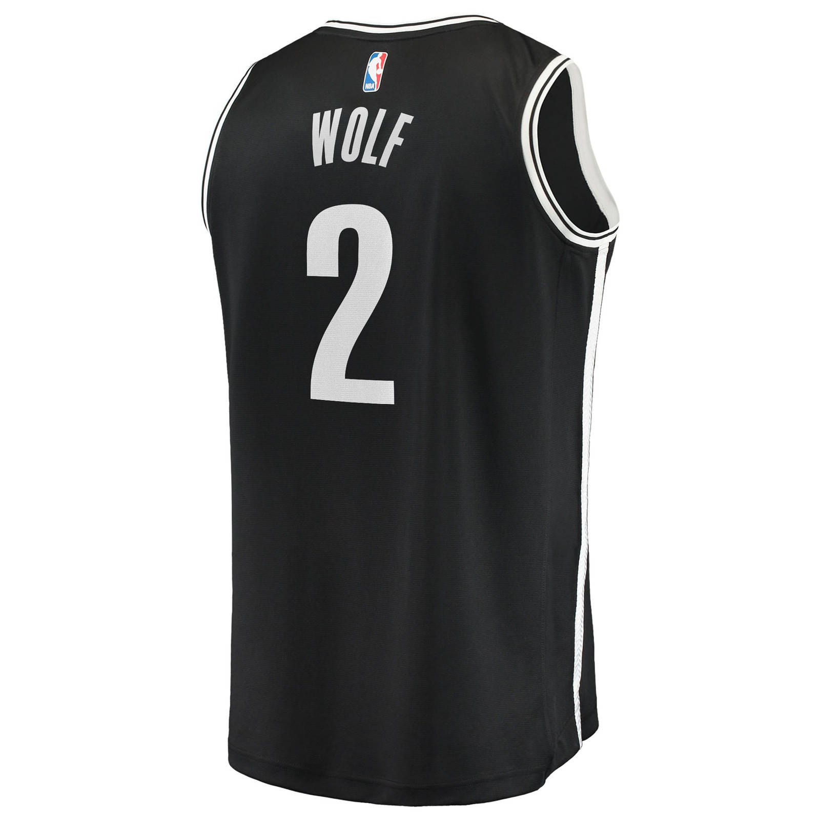 Daniel Wolf Brooklyn Nets Fast Break Fan Version Jersey Black Icon Edition - back view