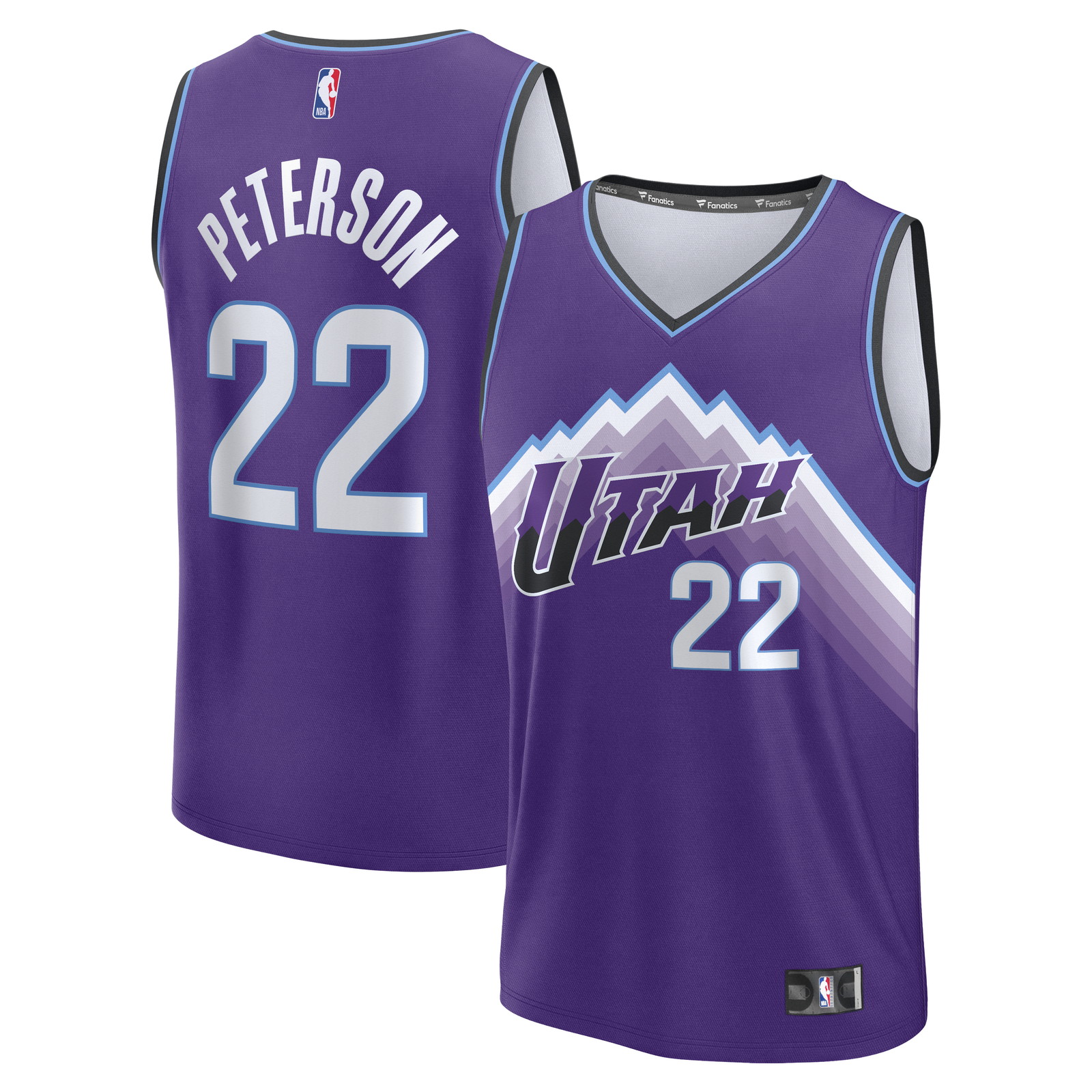 Darryn Peterson Utah Jazz Youth Fast Break Fan Version Jersey Purple Icon - front and back view