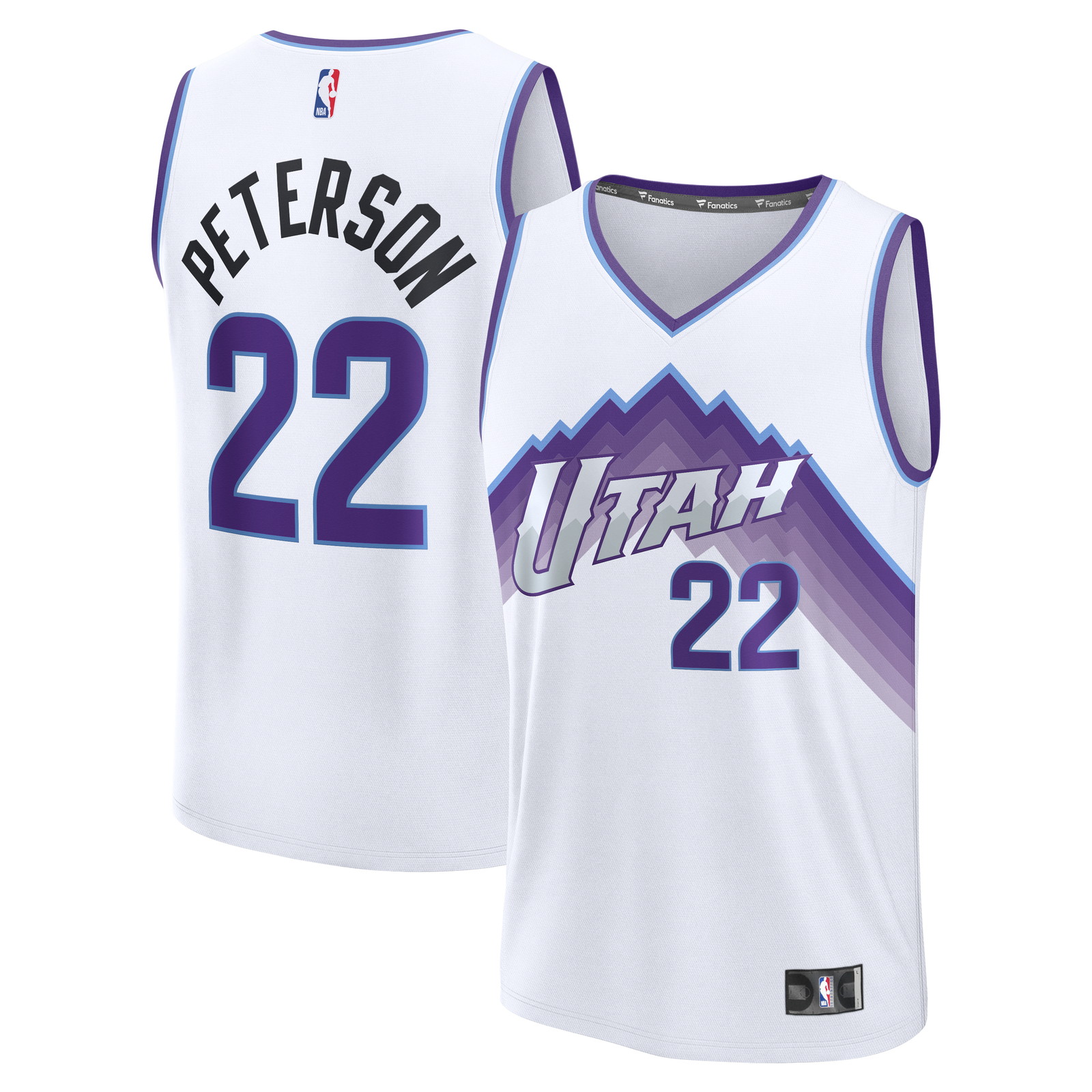 Darryn Peterson Utah Jazz Youth Fast Break Fan Version Jersey White - front and back view