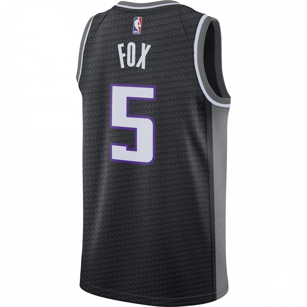 De'Aaron Fox Sacramento Kings 2020/21 Swingman Jersey Statement Edition Black - back view