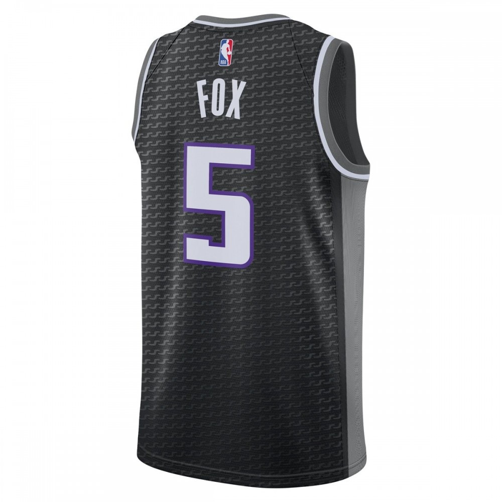 De'Aaron Fox Sacramento Kings 2022/23 Statement Edition Swingman Jersey Black - back view