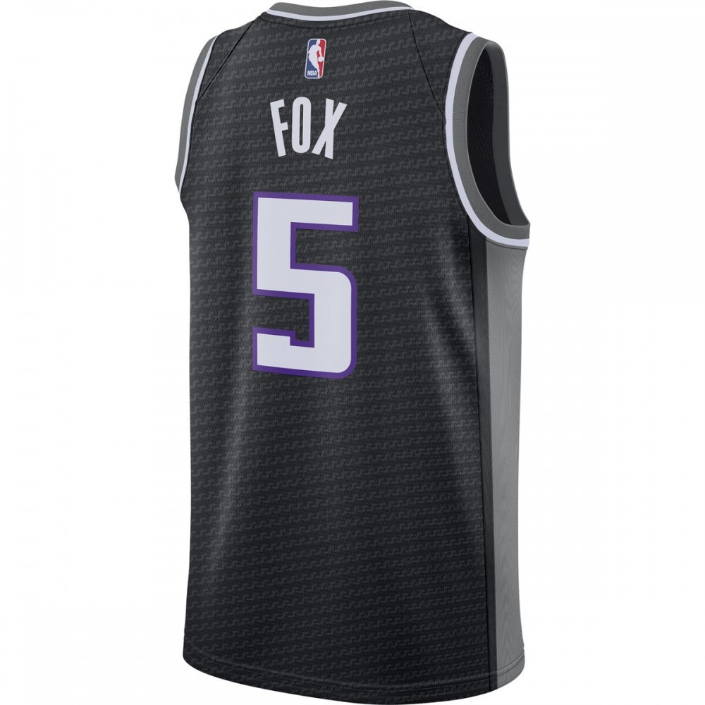 De'Aaron Fox Sacramento Kings Logo 2020/21 Swingman Jersey Statement Edition Black - back view