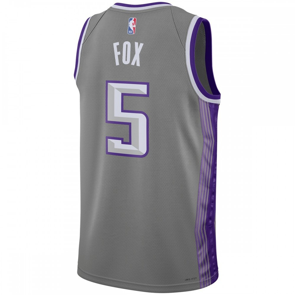 De'Aaron Fox Sacramento Kings Unisex 2022/23 Swingman Jersey City Edition Anthracite - back view