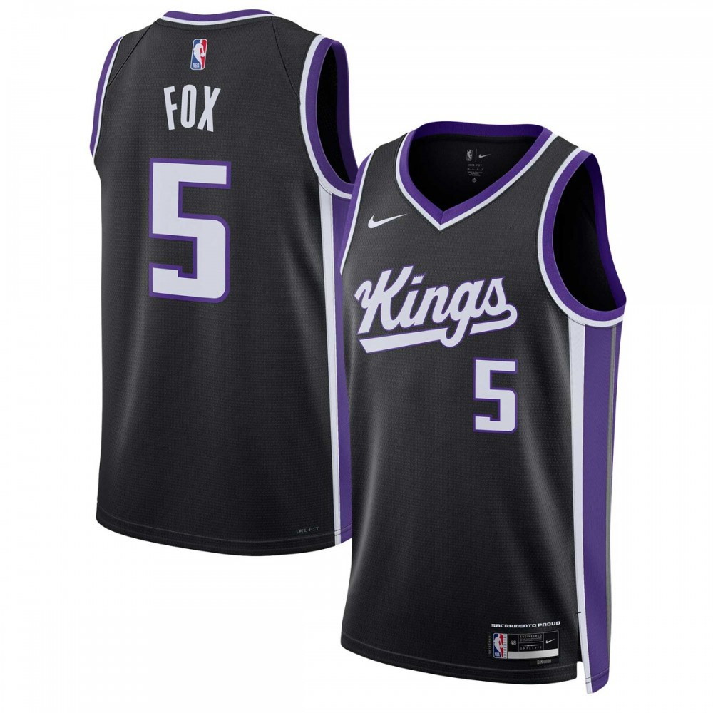 De'Aaron Fox Sacramento Kings Unisex Swingman Jersey Icon Edition Black - front view
