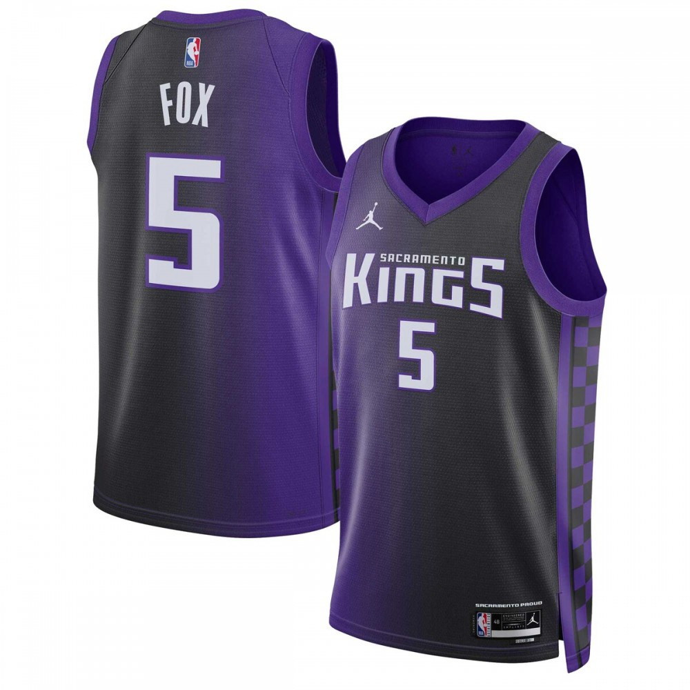 De'Aaron Fox Sacramento Kings Unisex Swingman Jersey Statement Edition Purple - front view