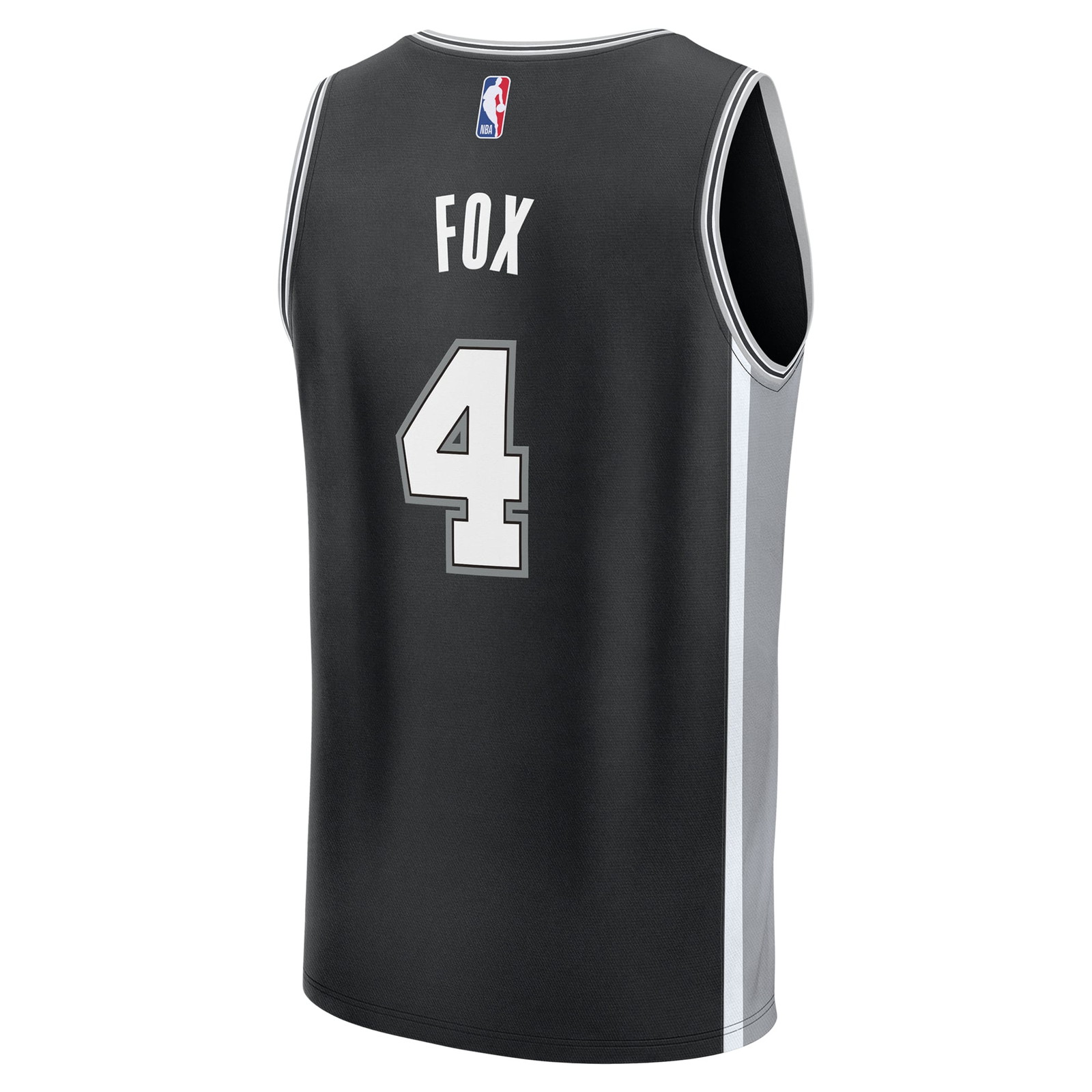 De'Aaron Fox San Antonio Spurs Fast Break Fan Version Player Jersey Icon Edition Black - back view