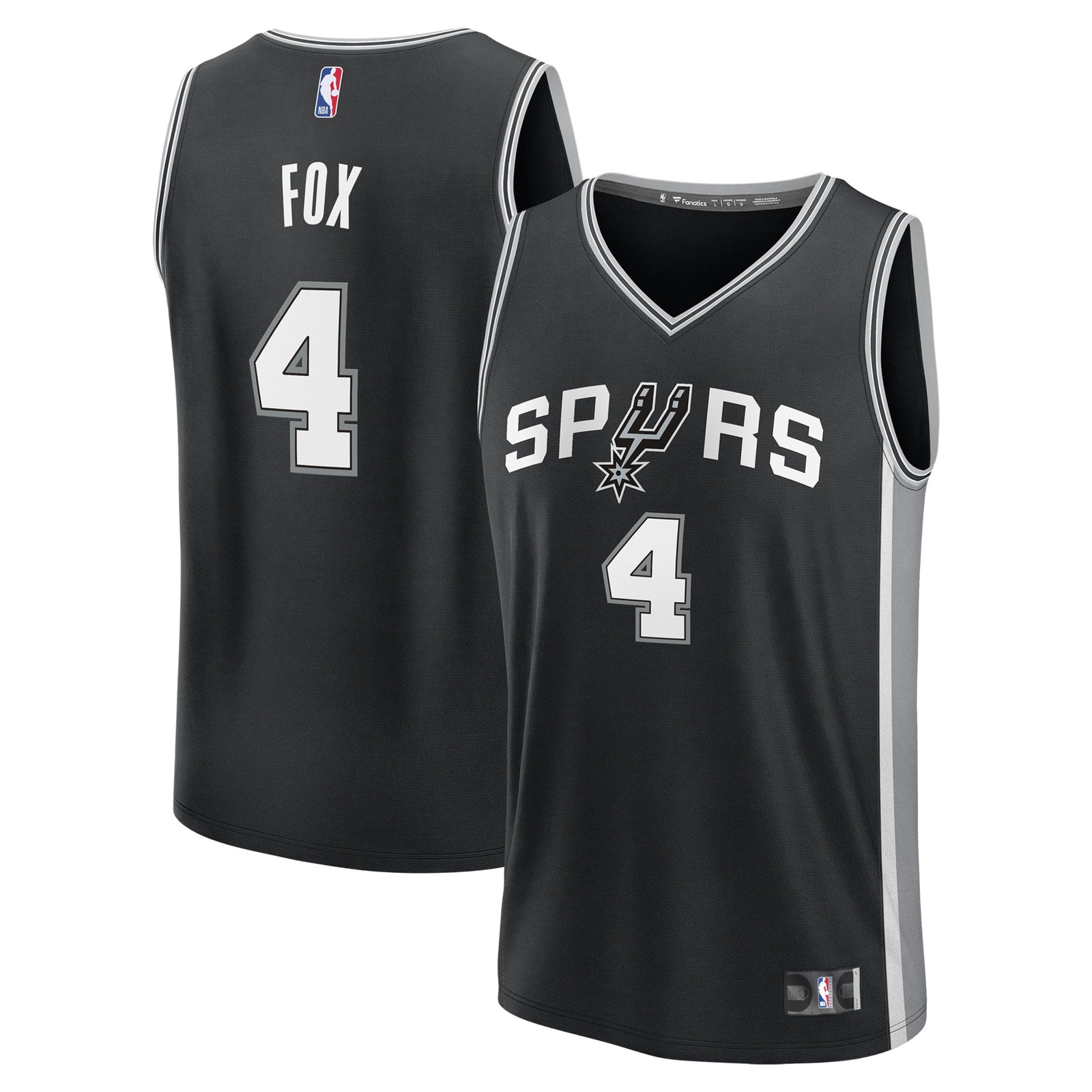 De'Aaron Fox San Antonio Spurs Fast Break Fan Version Player Jersey Icon - front and back view