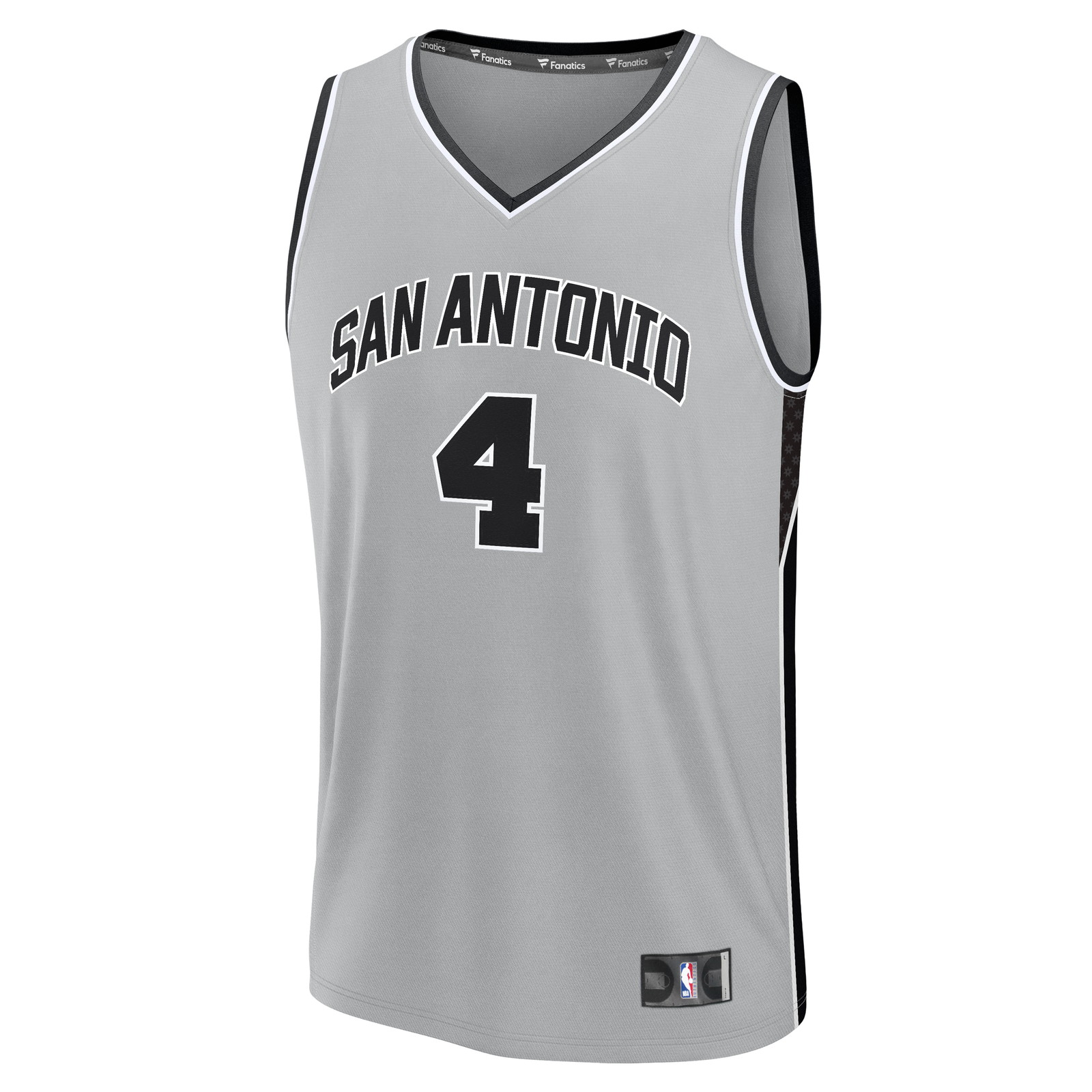De'Aaron Fox San Antonio Spurs Fast Break Jersey Statement Edition Silver - front view