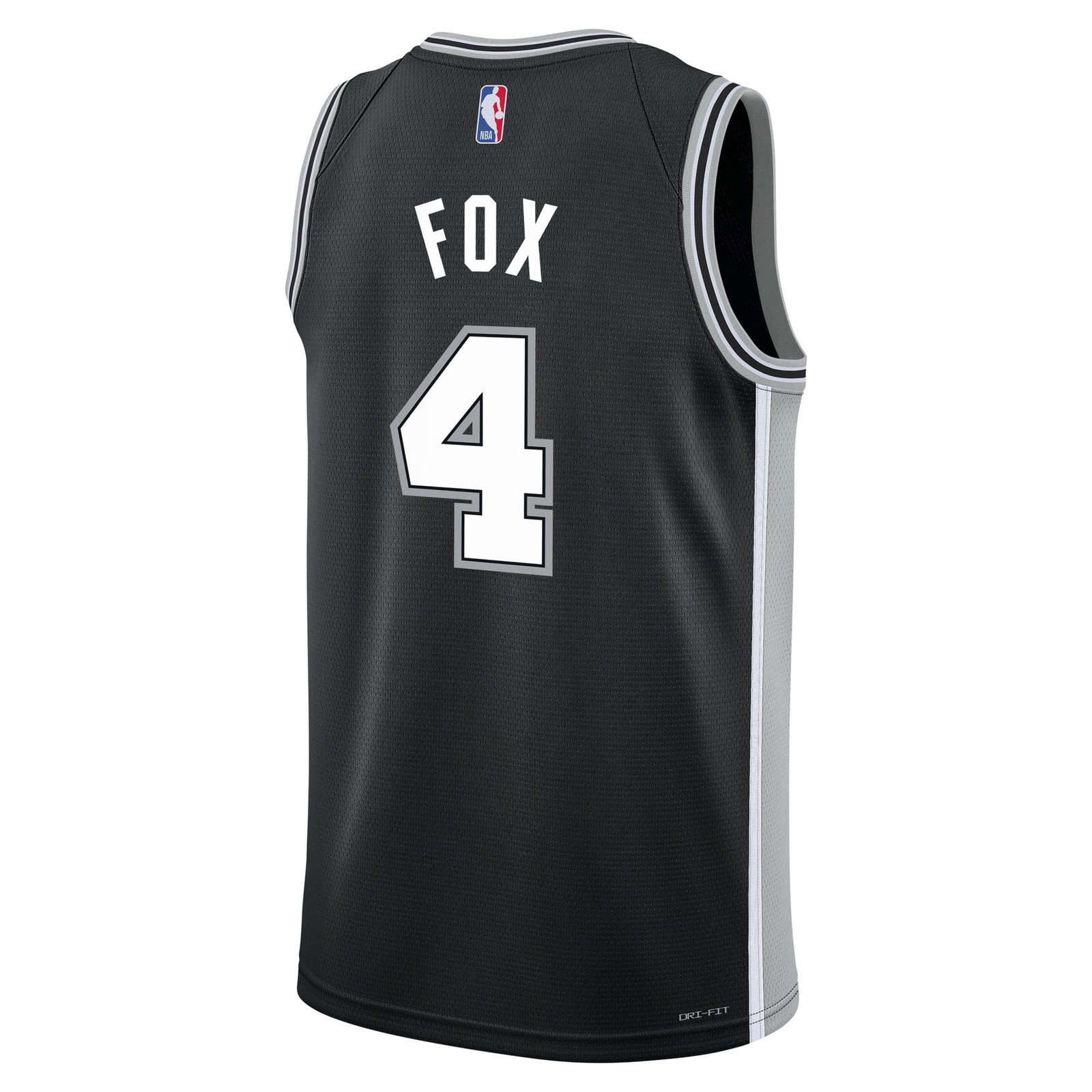 De'Aaron Fox San Antonio Spurs Youth Swingman Jersey Icon Edition Black - back view