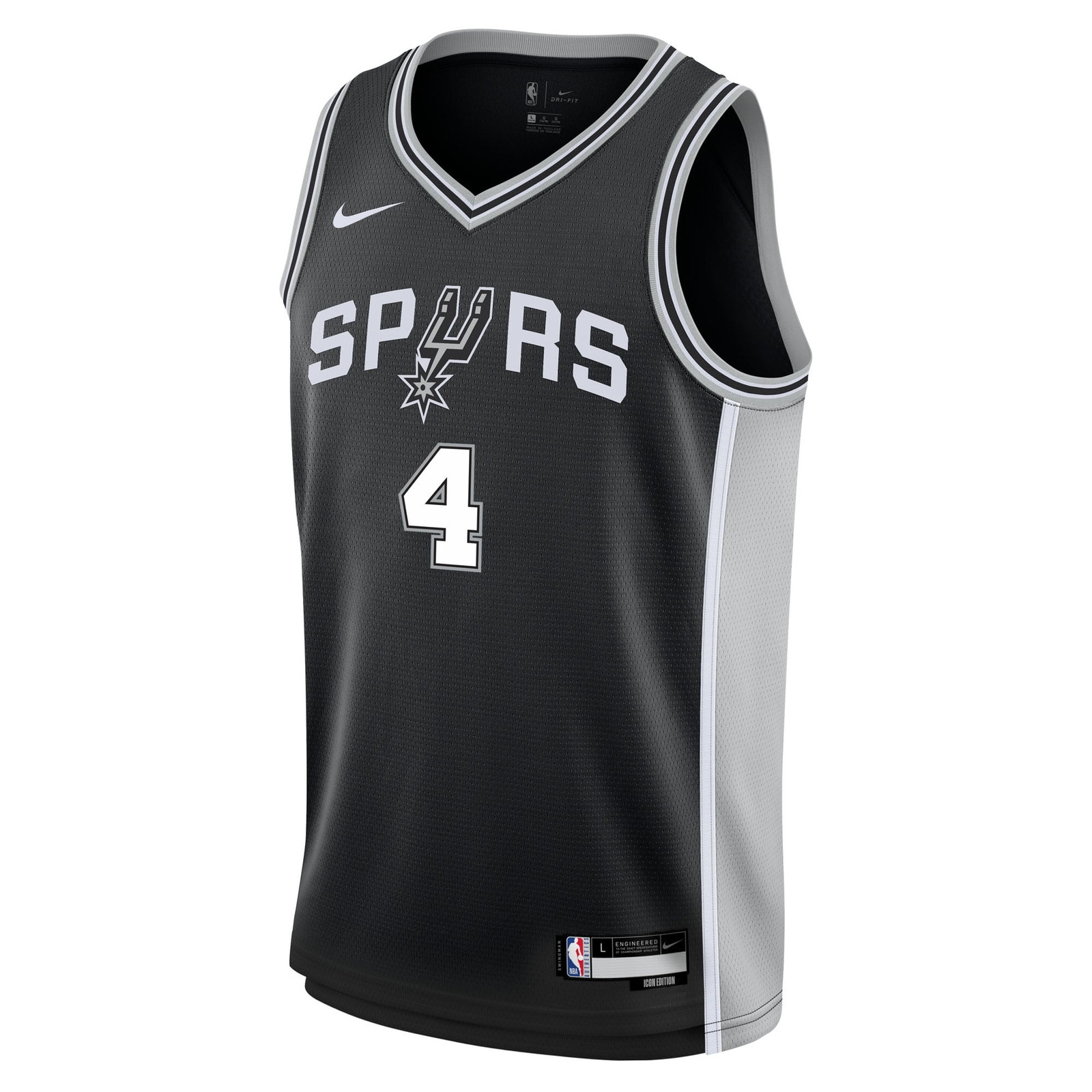 De'Aaron Fox San Antonio Spurs Youth Swingman Jersey Icon Edition Black - front view