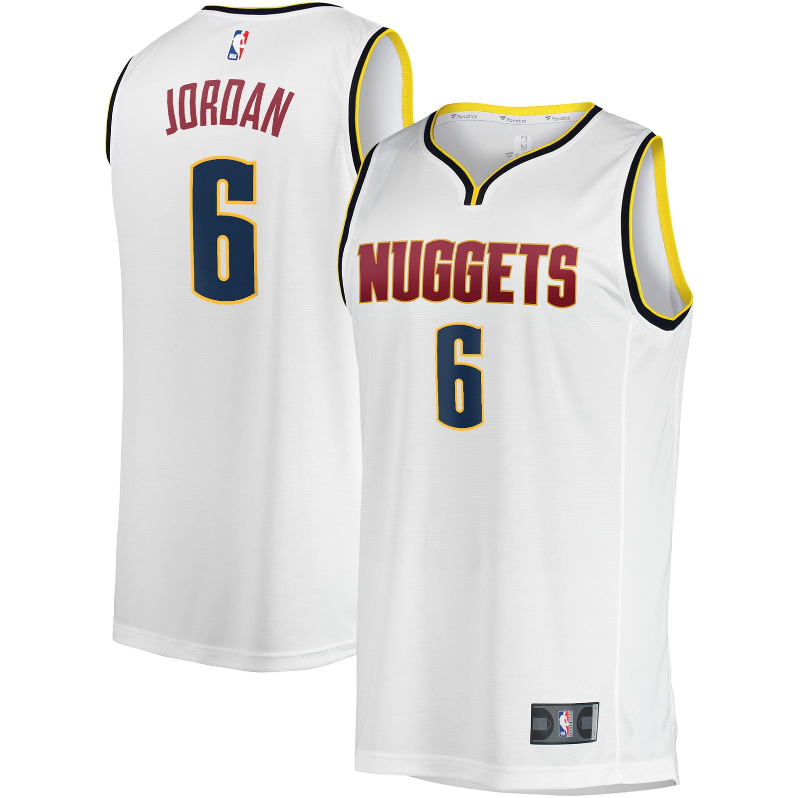 DeAndre Jordan Denver Nuggets Fast Break Player Jersey Association Edition - front and back view