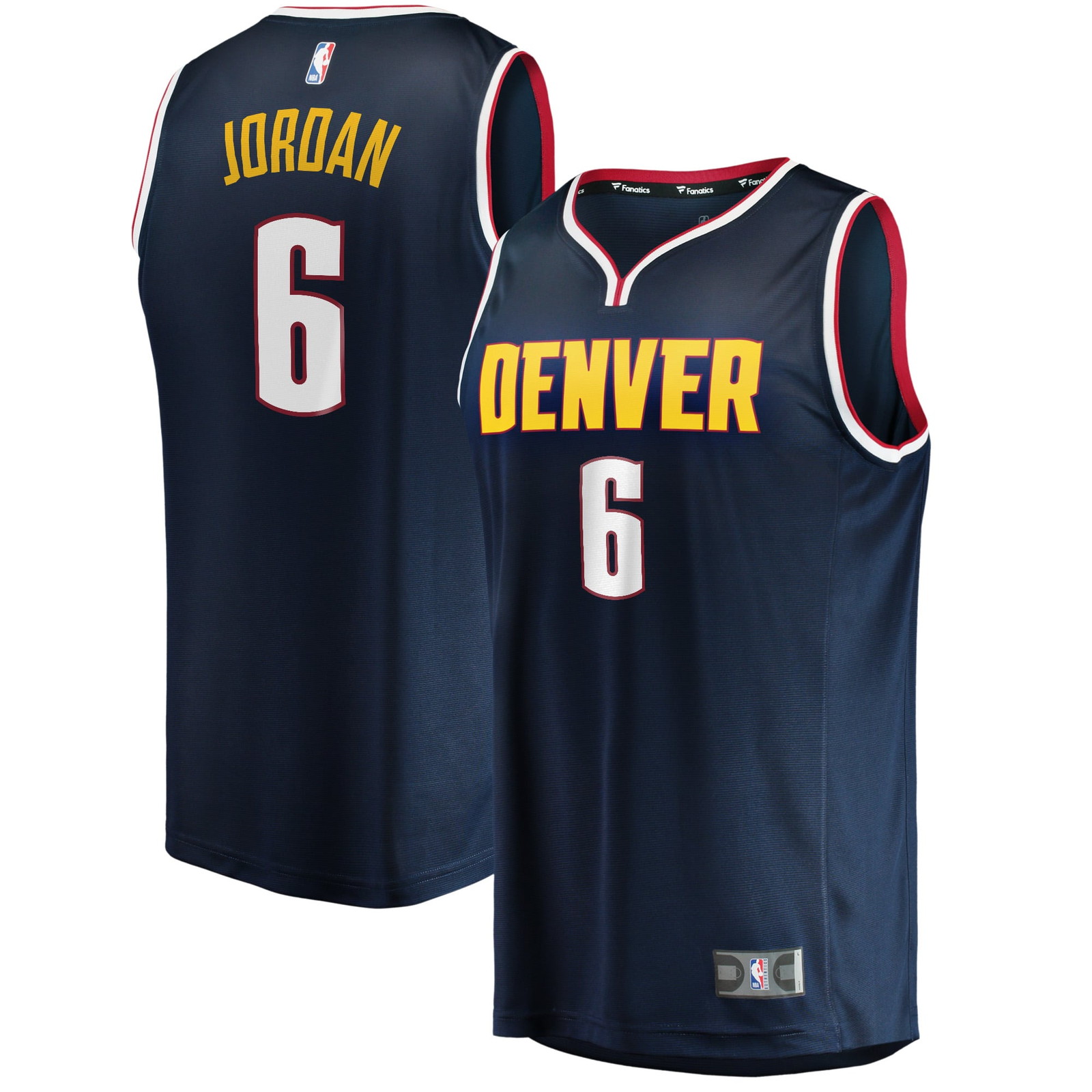 DeAndre Jordan Denver Nuggets Youth Fast Break Player Jersey Icon Edition Navy - front and back view