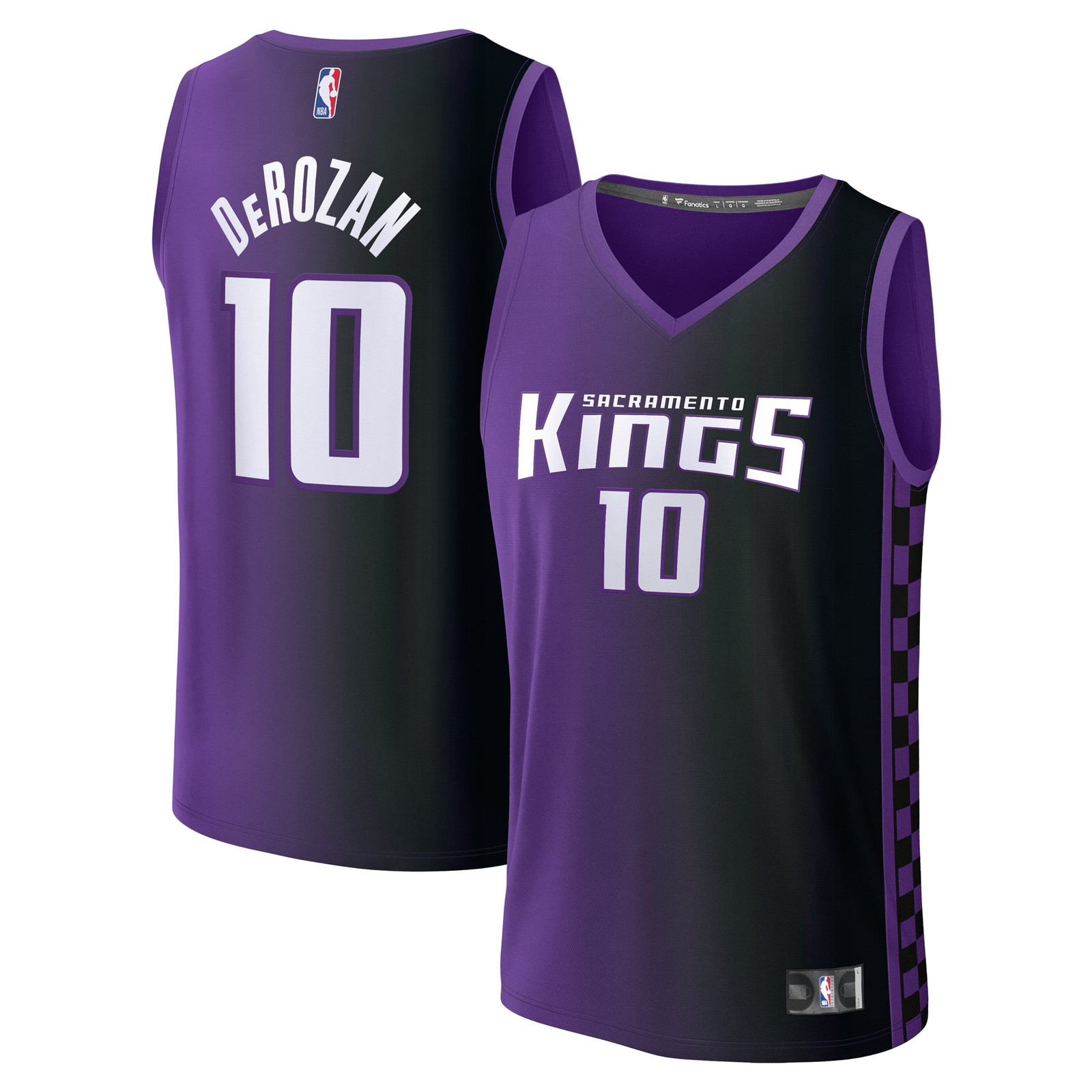 DeMar DeRozan Sacramento Kings Fast Break Fan Version Jersey Statement - front and back view